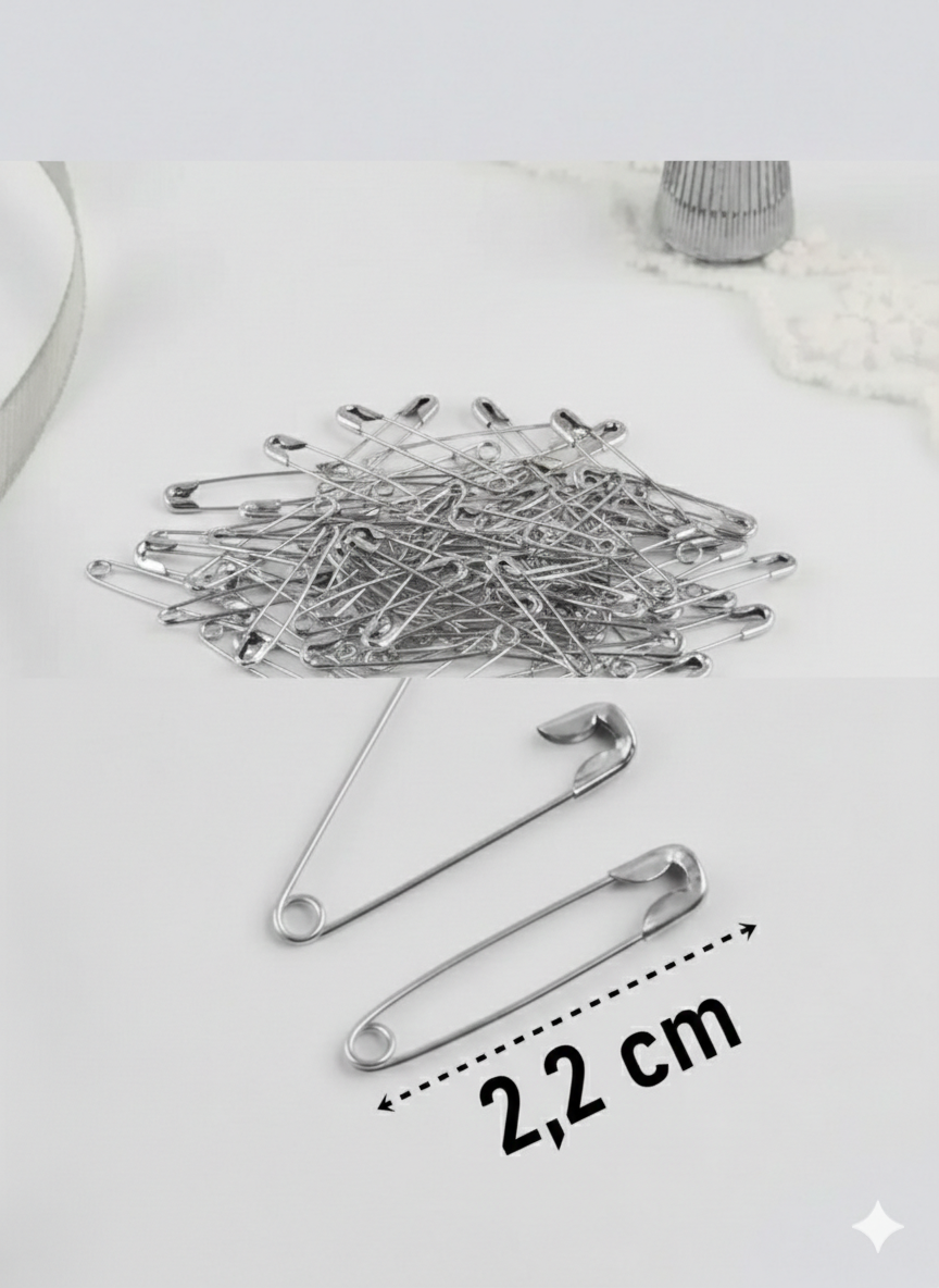 Gümüş Mini Çengelli İğne Seti 250 Adet - 2.2 cm Paslanmaz Metal Tasarım, Hobi ve Terzi Aksesuarı 722776