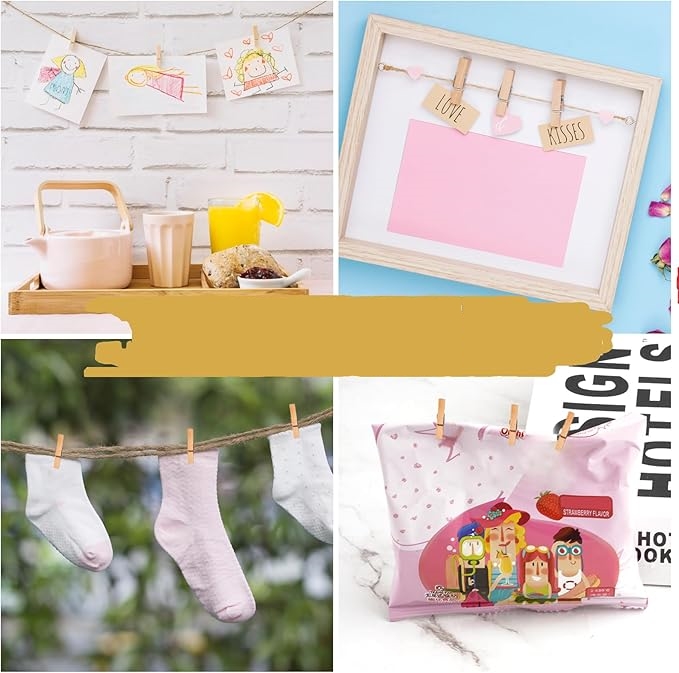 48 Adet Mini Ahşap Mandal 2,5 cm - Fotoğraf Sunum, Paketleme ve Dekoratif Not Tutucu Seti 722781