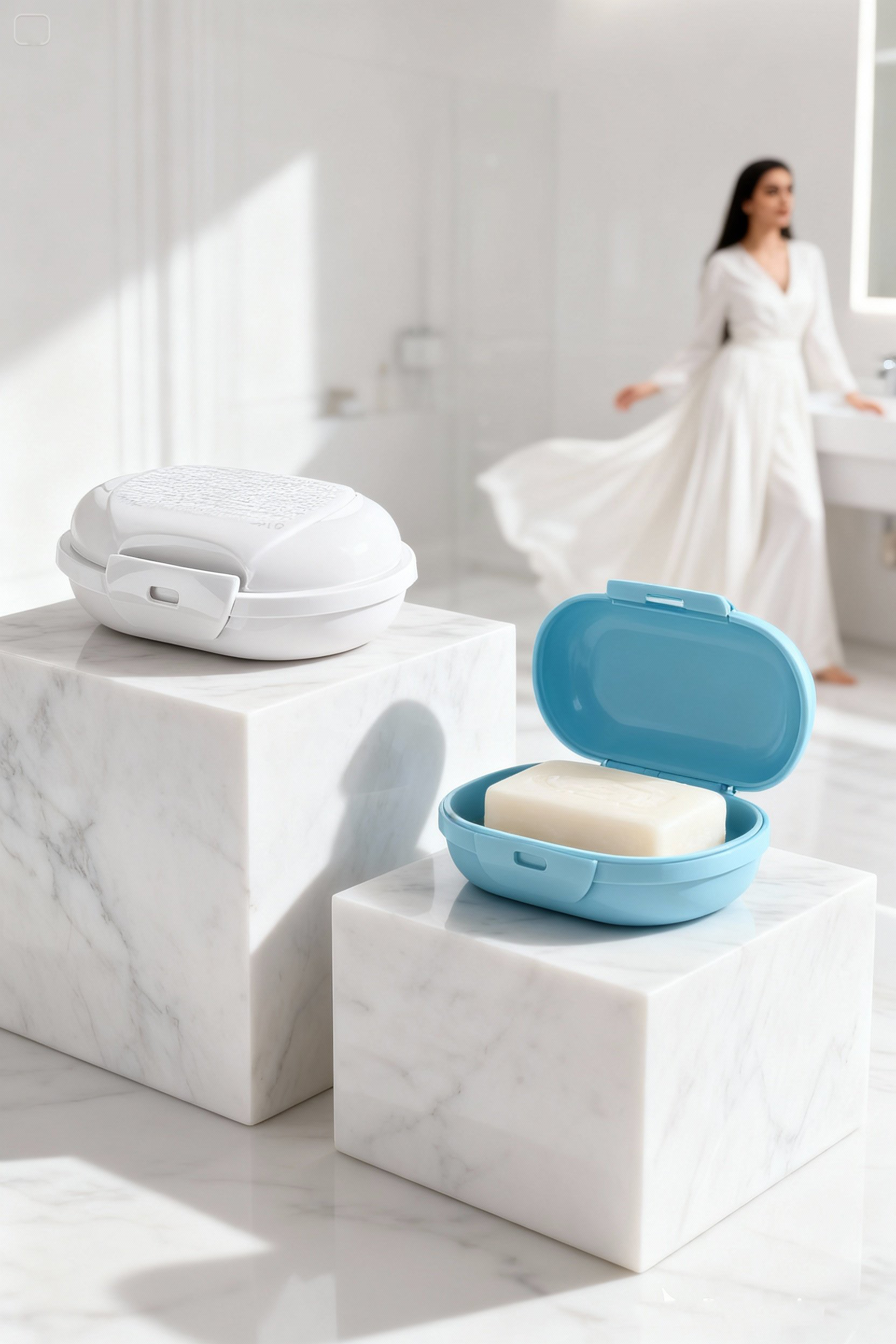 Modern Banyo Tasarımı: 2’li Premium Sızdırmaz Kapaklı Sabunluk Seti - Hijyenik Seyahat Kutusu 722798