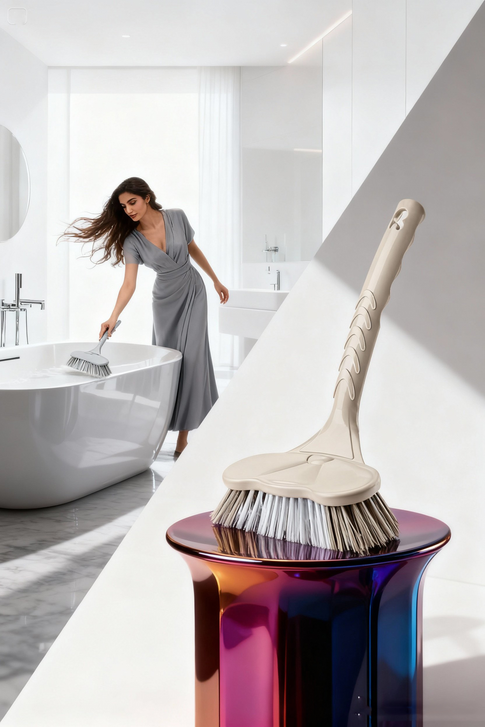 Küvet, Lavabo ve Tencere Fırçası  - Çizmez Kıl Yapılı Ergonomik Temizlik Ovma Fırçası 722800