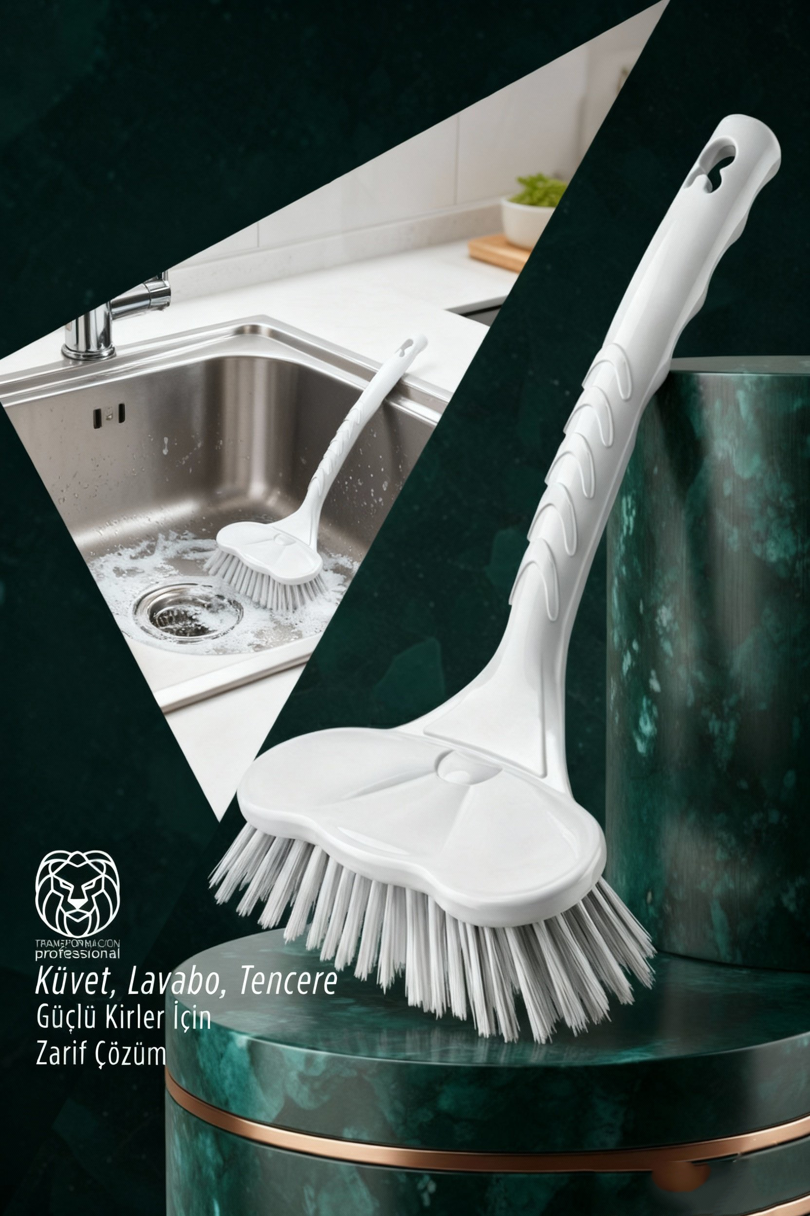 Küvet, Lavabo ve Tencere Fırçası  - Çizmez Kıl Yapılı Ergonomik Temizlik Ovma Fırçası 722800