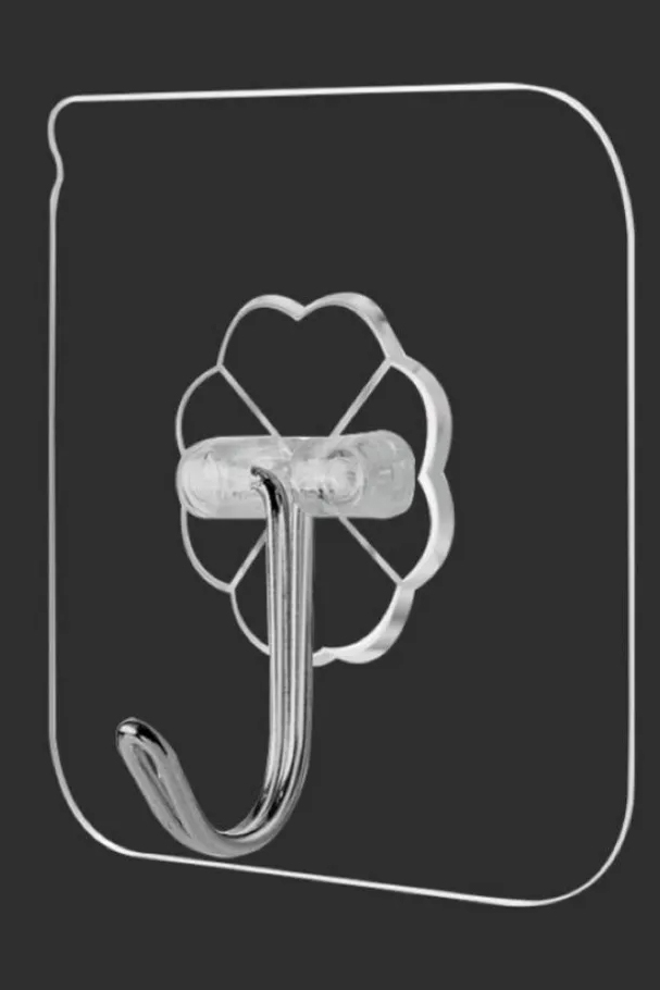 10'lu Şeffaf Yapışkanlı Askı, Mutfak Banyo Duvar Askısı, Çivisiz Pratik Kanca Seti 722804