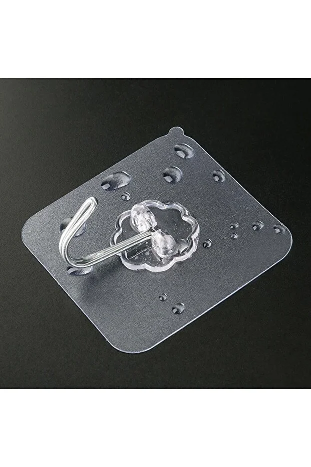 10'lu Şeffaf Yapışkanlı Askı, Mutfak Banyo Duvar Askısı, Çivisiz Pratik Kanca Seti 722804