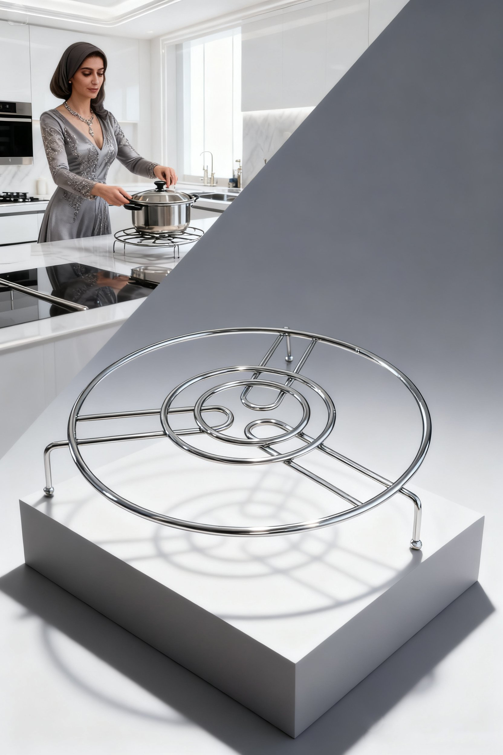 Juliette Serisi Krom Metal Nihale - 19 cm Isıya Dayanıklı Lüks Tencere Altlığı 722841