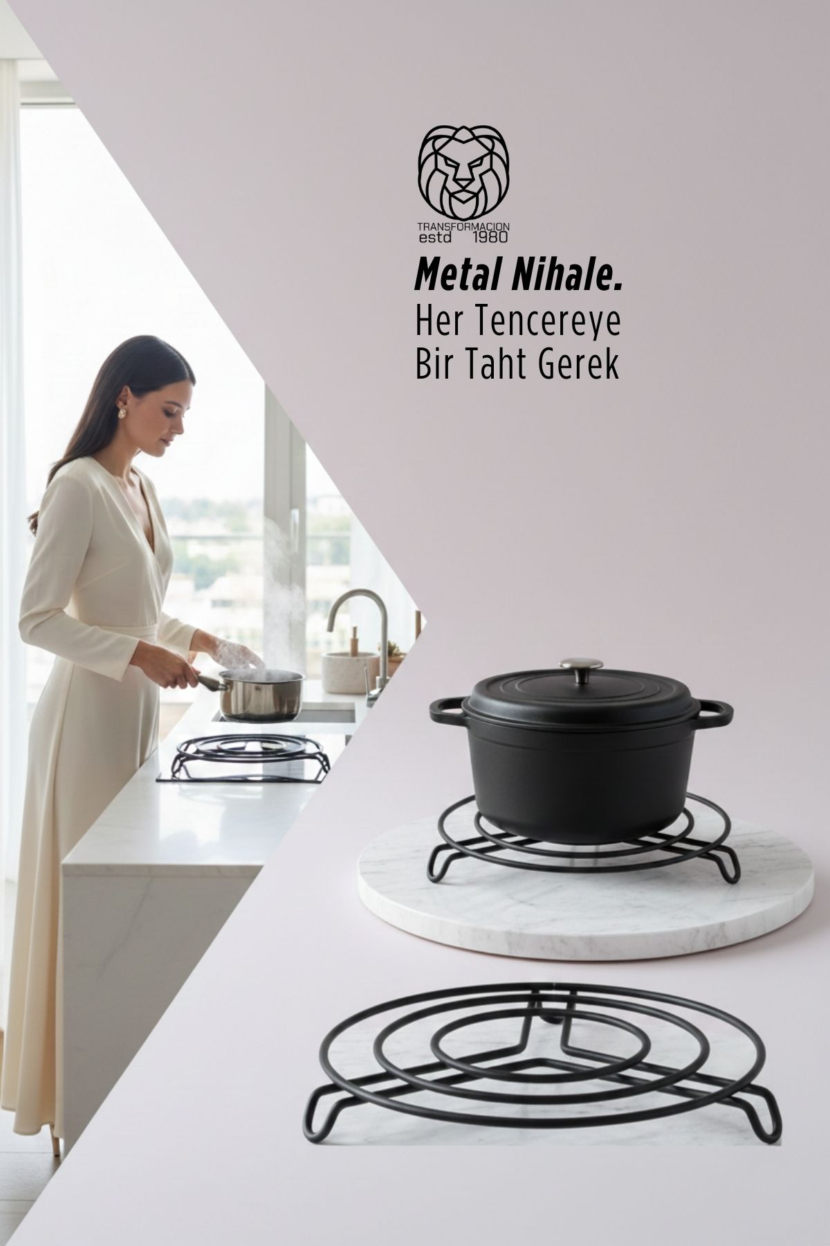Juliette Serisi Siyah Metal Nihale - 20 cm Isıya Dayanıklı Lüks Tencere Altlığı 722841
