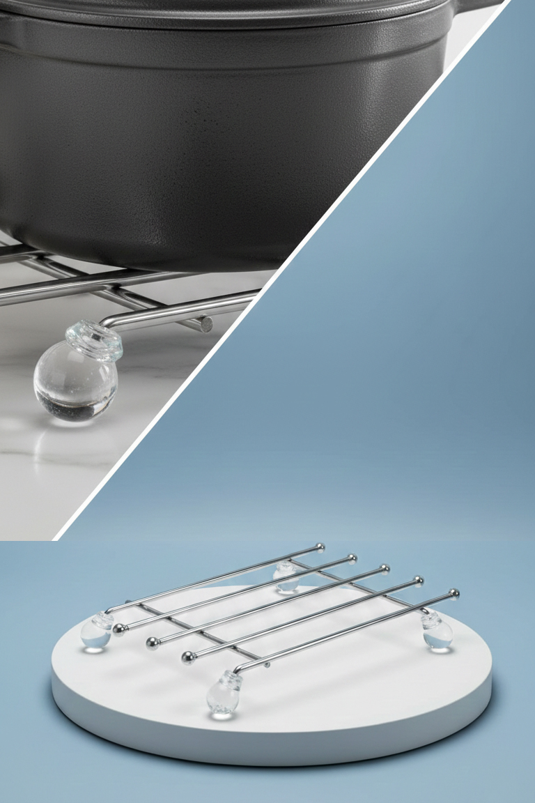 Juliette Serisi Krom Kare Metal Nihale - 19 cm Isıya Dayanıklı Lüks Tencere Altlığı 722842