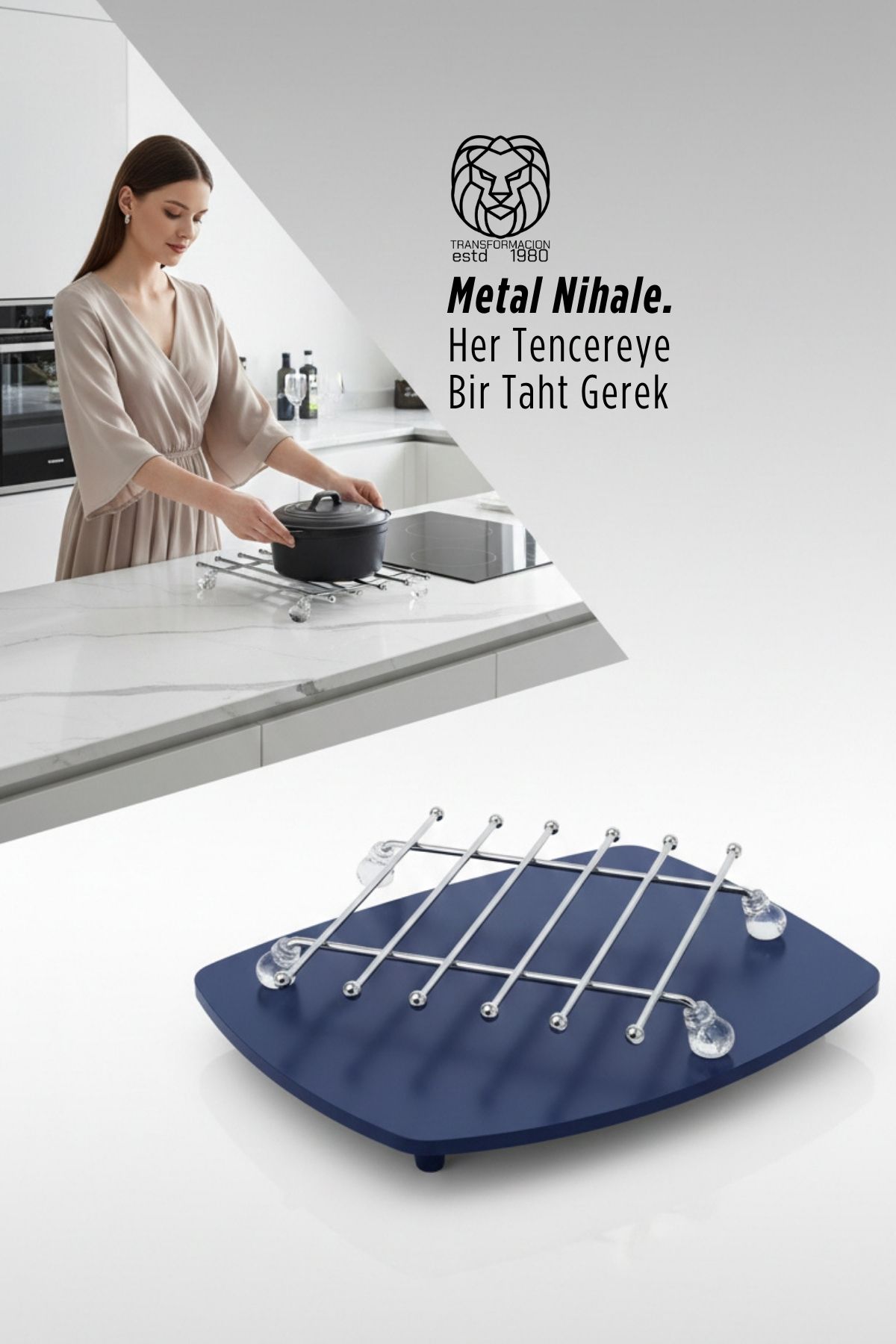 Juliette Serisi Krom Kare Metal Nihale - 19 cm Isıya Dayanıklı Lüks Tencere Altlığı 722842