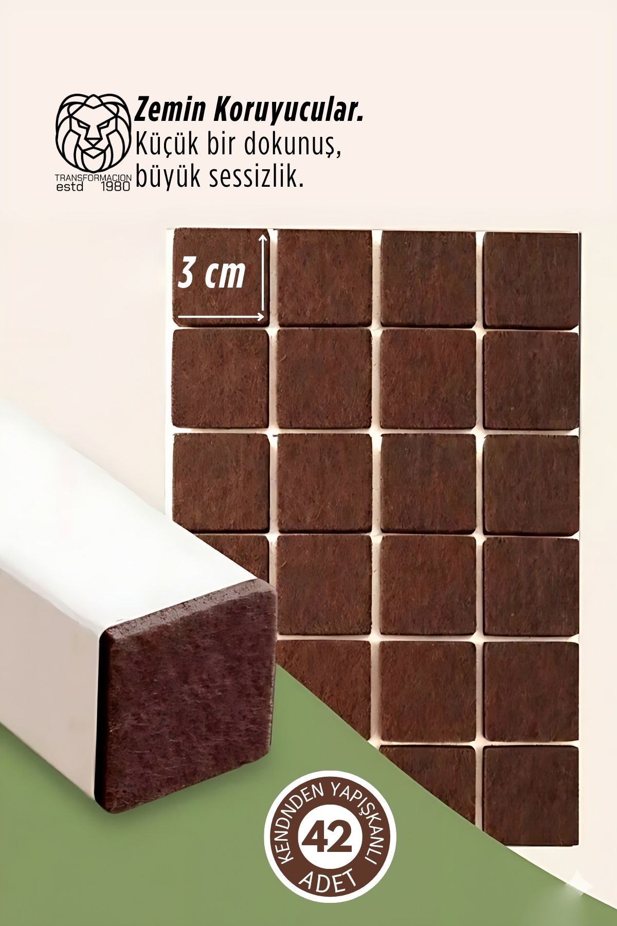 42 Adet Kendinden Yapışkanlı 3x3 cm Premium Zemin Koruyucu Keçe Seti 