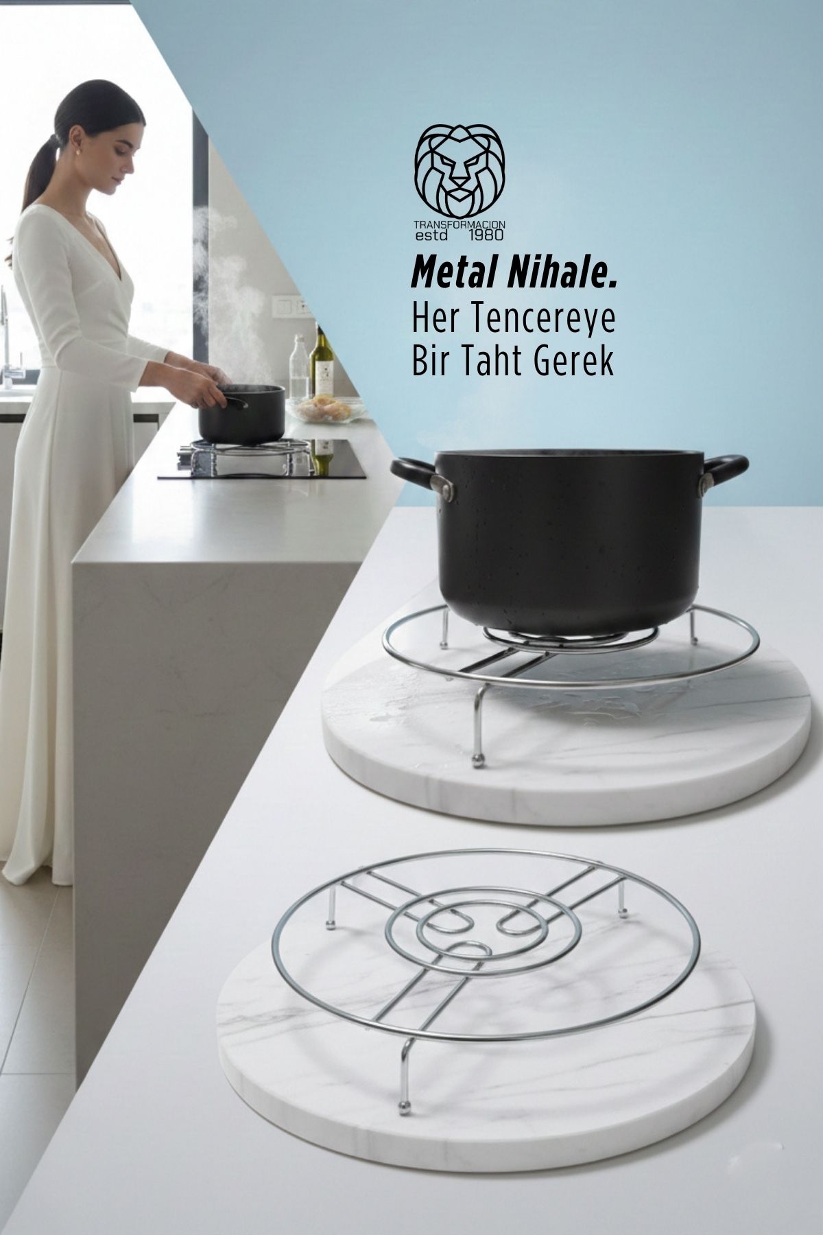 Juliette Serisi Krom Metal Nihale - 19 cm Isıya Dayanıklı Lüks Tencere Altlığı 