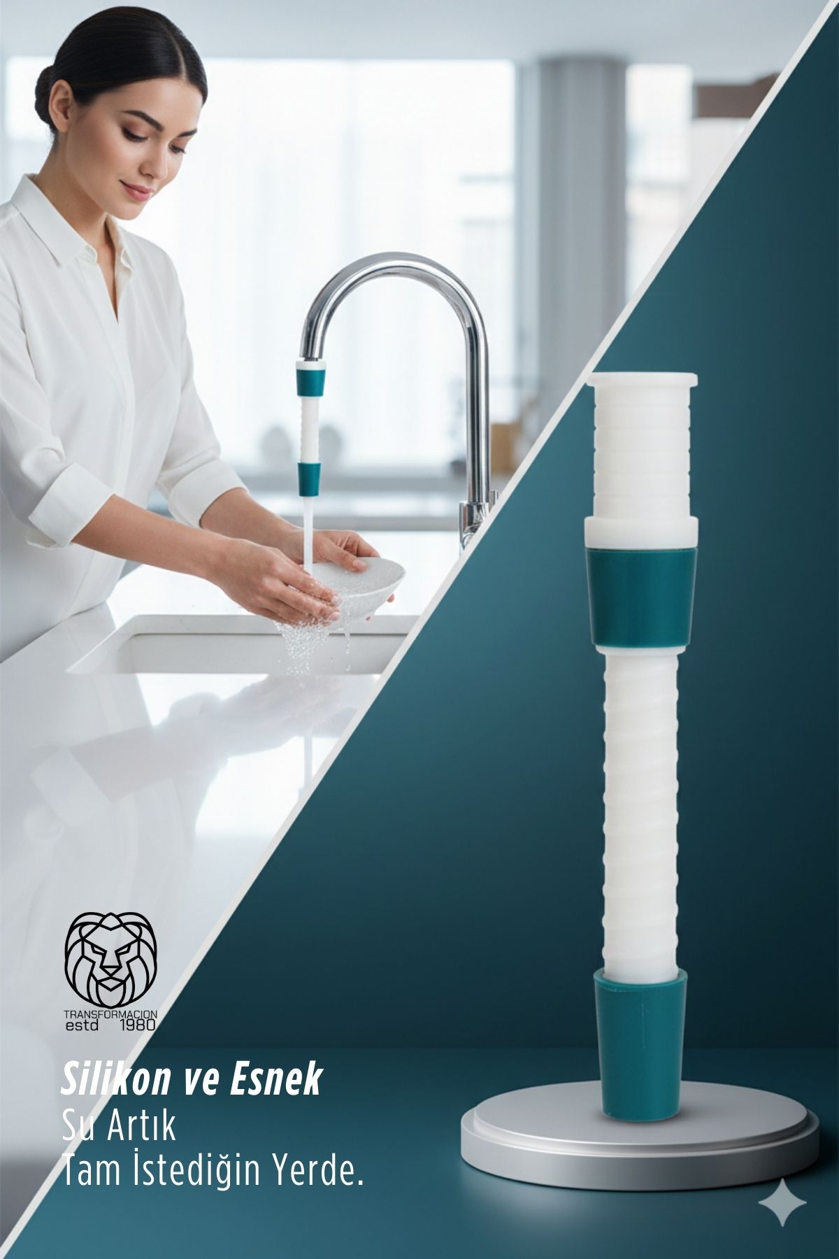 Silikon Esnek Musluk Uzatıcı – 14.5 cm Lavabo ve Mutfak Batarya Başlığı 