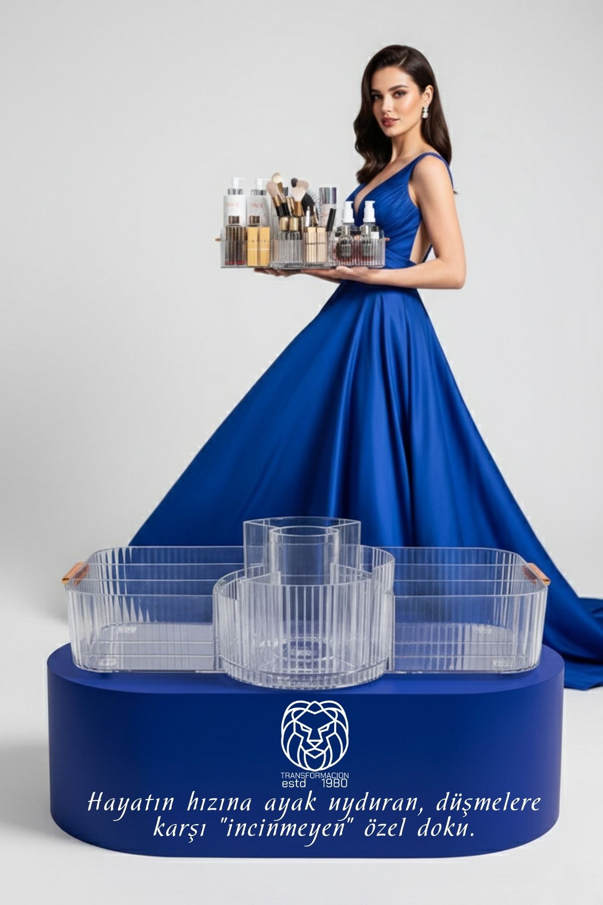  Moblen Luxury 33.5 cm Ortası Dönerli Bölmeli Makyaj ve Kozmetik Düzenleyici Organizer 