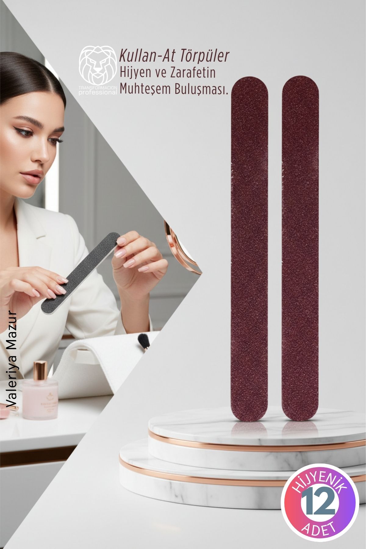 12’li Hijyenik Kullan-At Çift Taraflı Törpü Seti Solingen Professional 