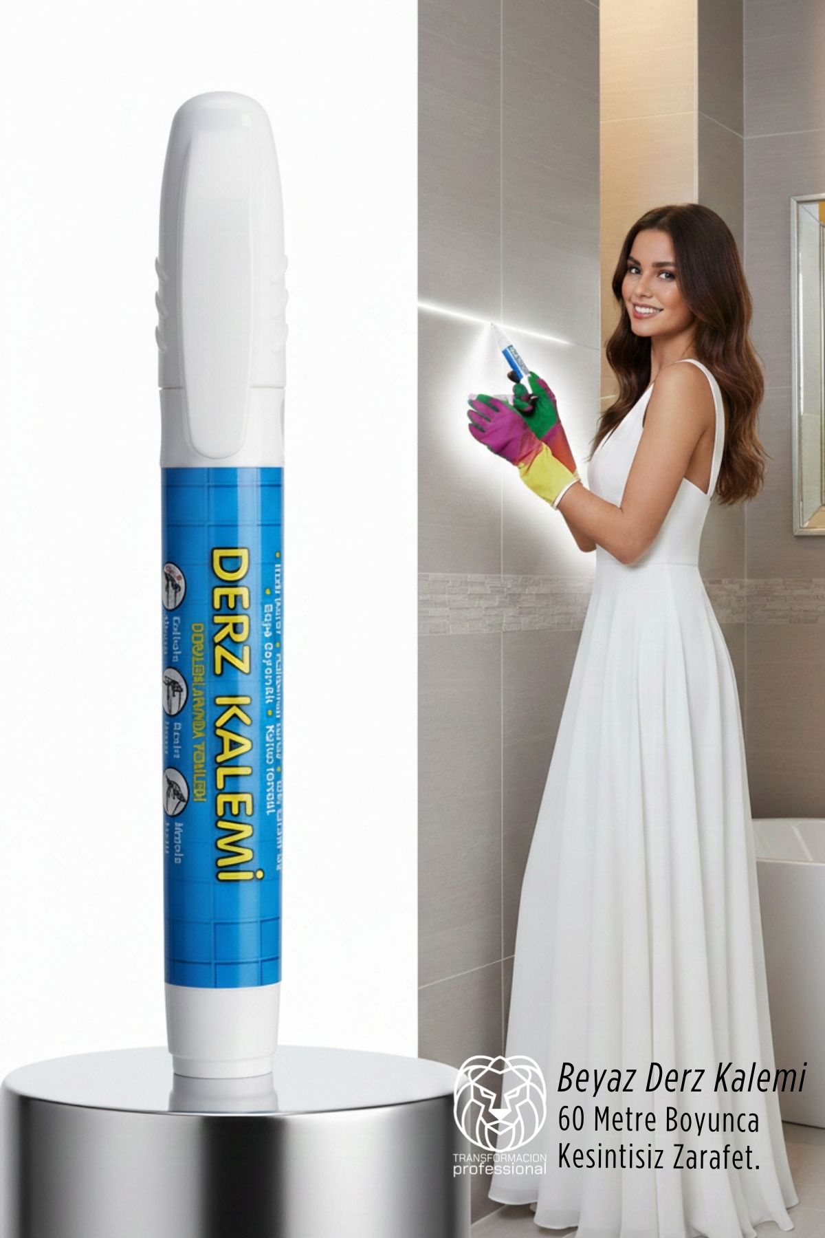 Beyaz Derz Kalemi - Seramik Arası Rötüş Kalemi - 60mt Kapasiteli Profesyonel Beyazlatıcı 
