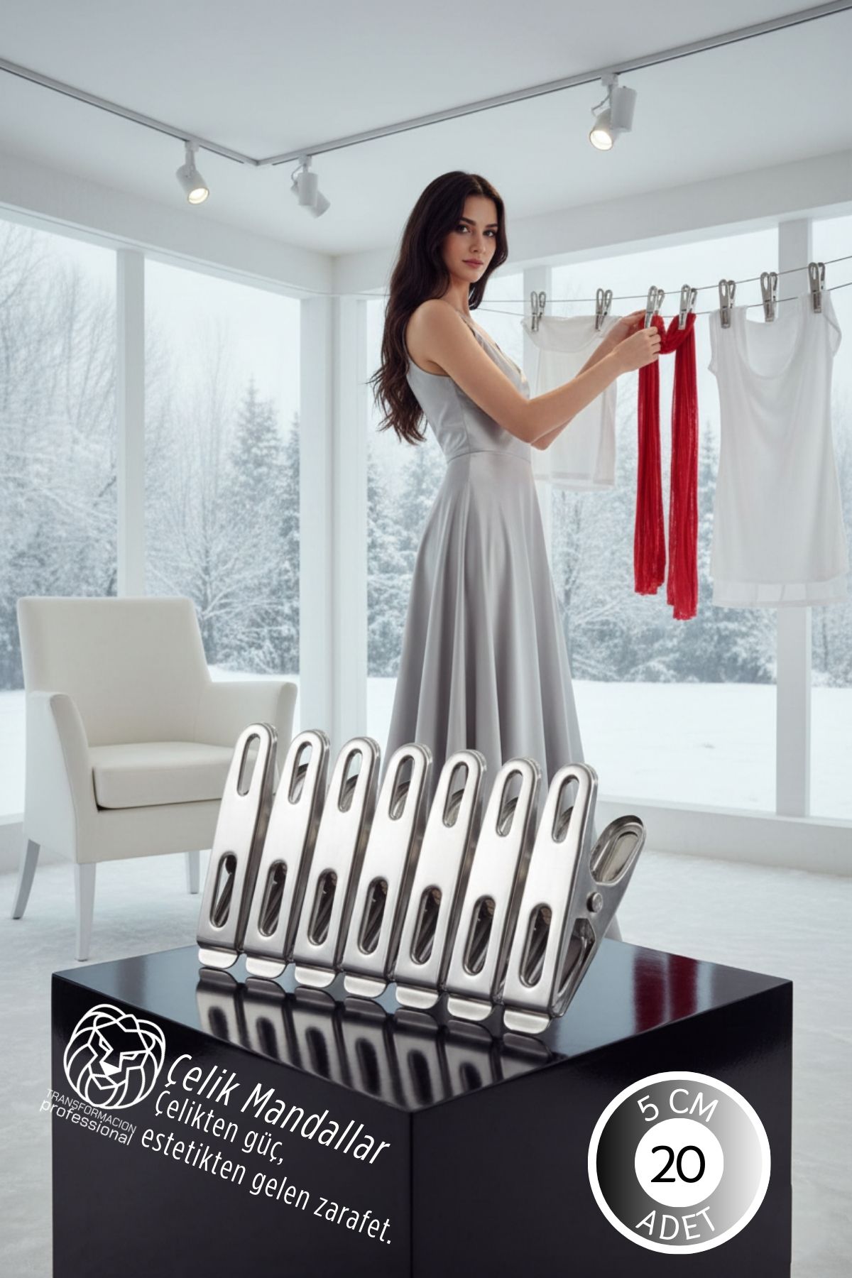 Premium Çelik Mandal Seti - 20'lü Elite Seri, Endüstriyel Mukavemetli Çamaşır Mandalı 