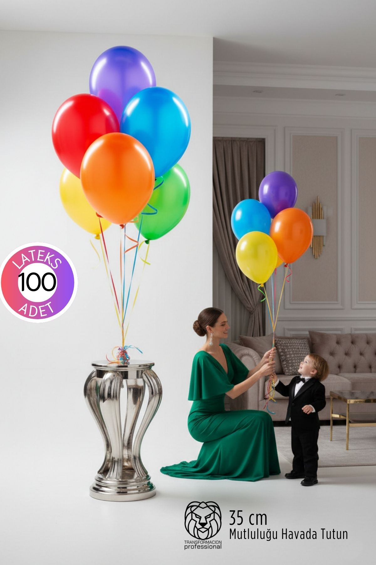 Premium Serisi 35 cm Mat Lateks Balon Seti – 100’lü Profesyonel Etkinlik Paketi 
