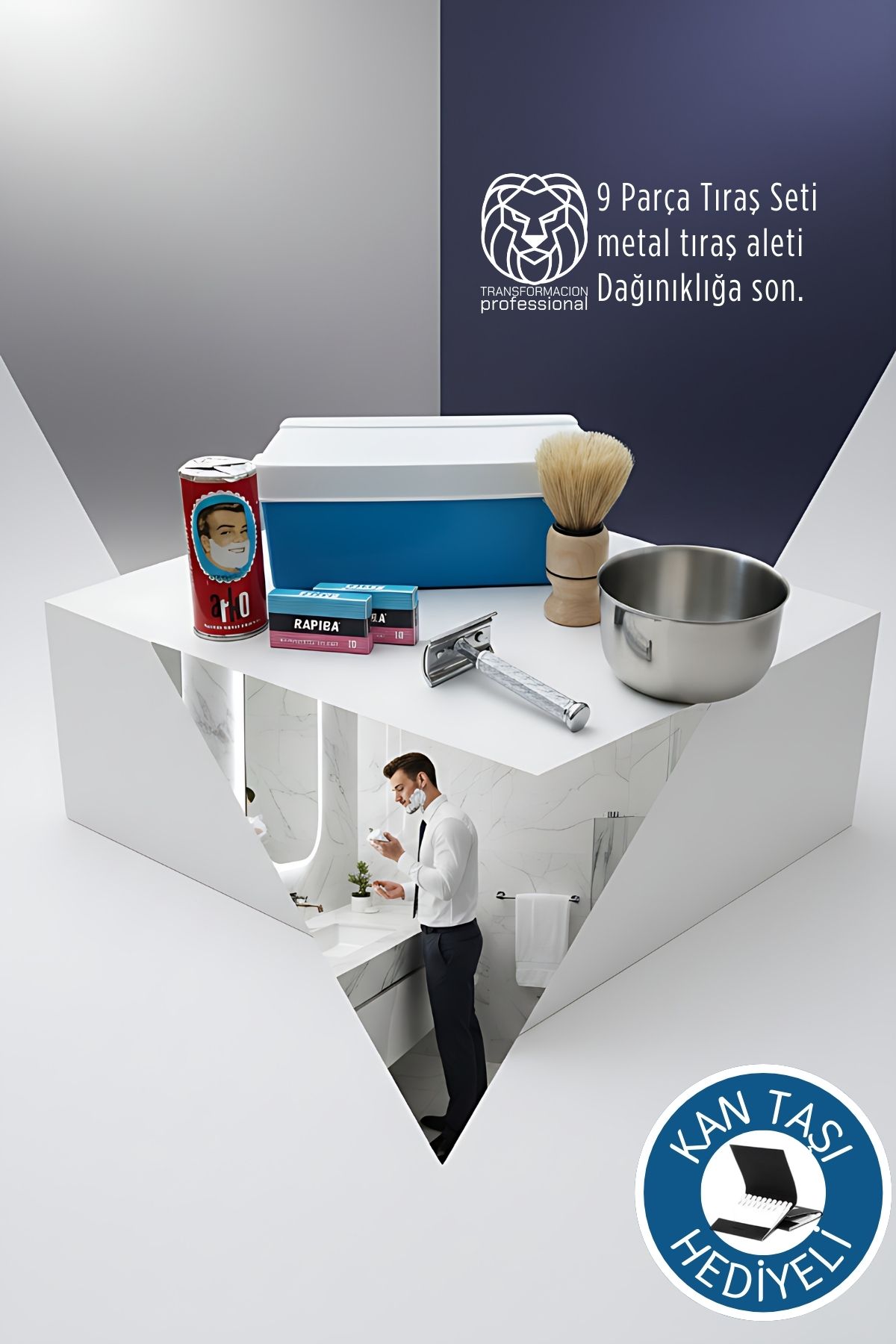 Geleneksel Tıraş Seti - 9 Parça Tıraş Kutulu Set 