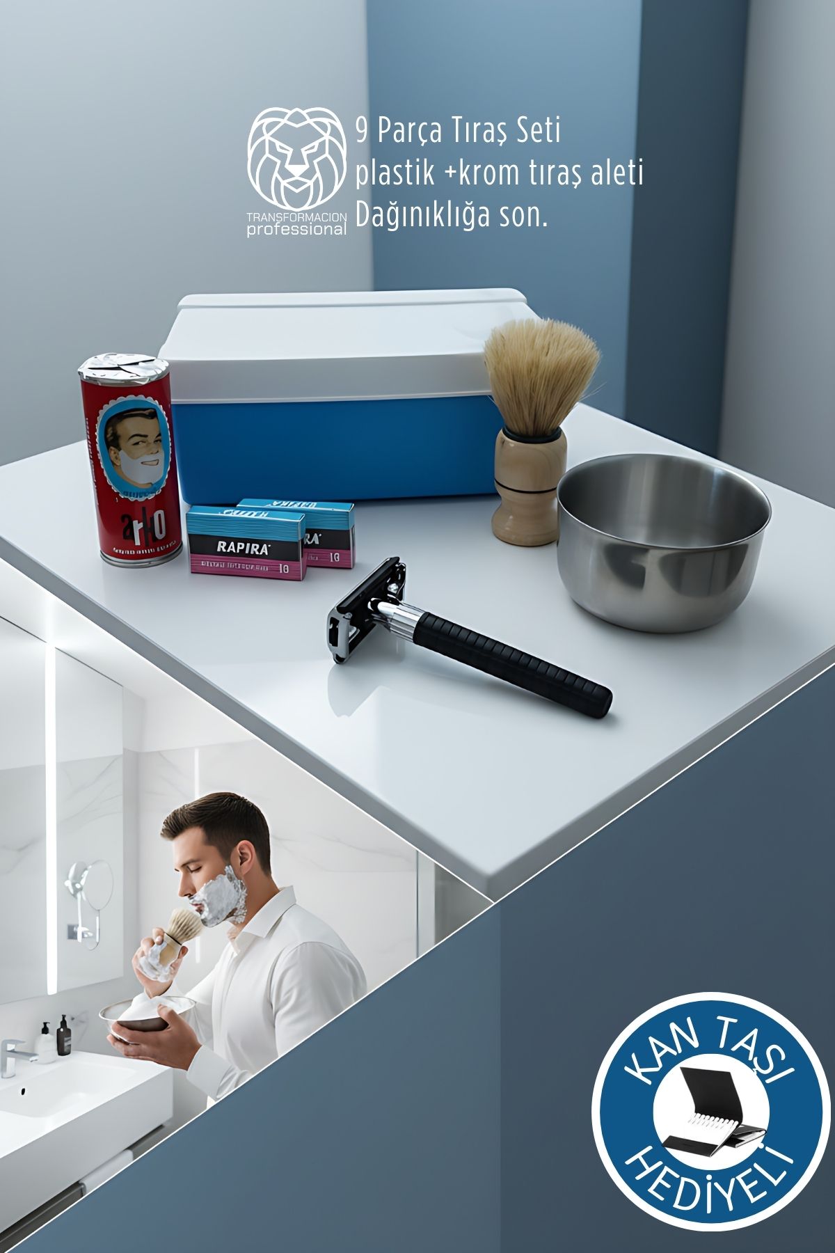 Geleneksel Tıraş Seti - 9 Parça Tıraş Kutulu Set 