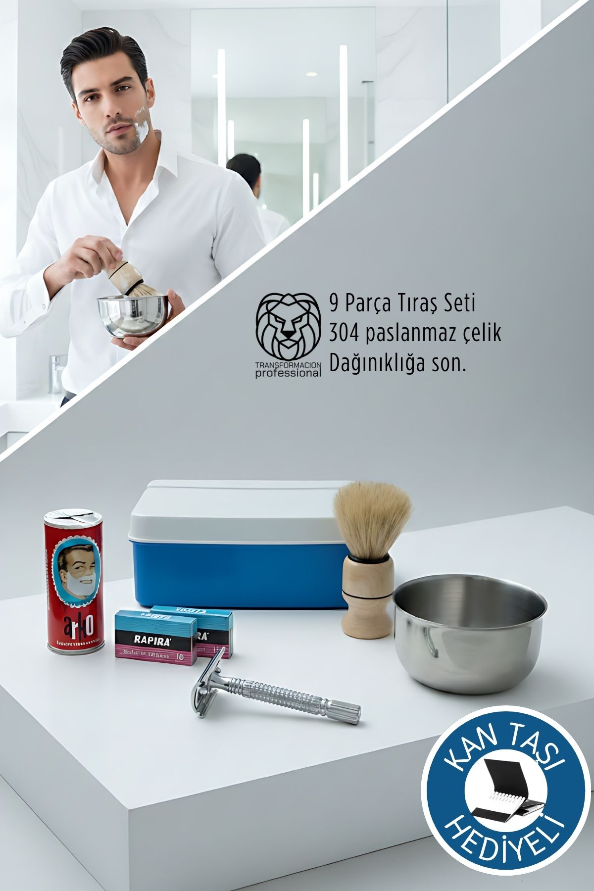 Geleneksel Tıraş Seti - 9 Parça Tıraş Kutulu Set 