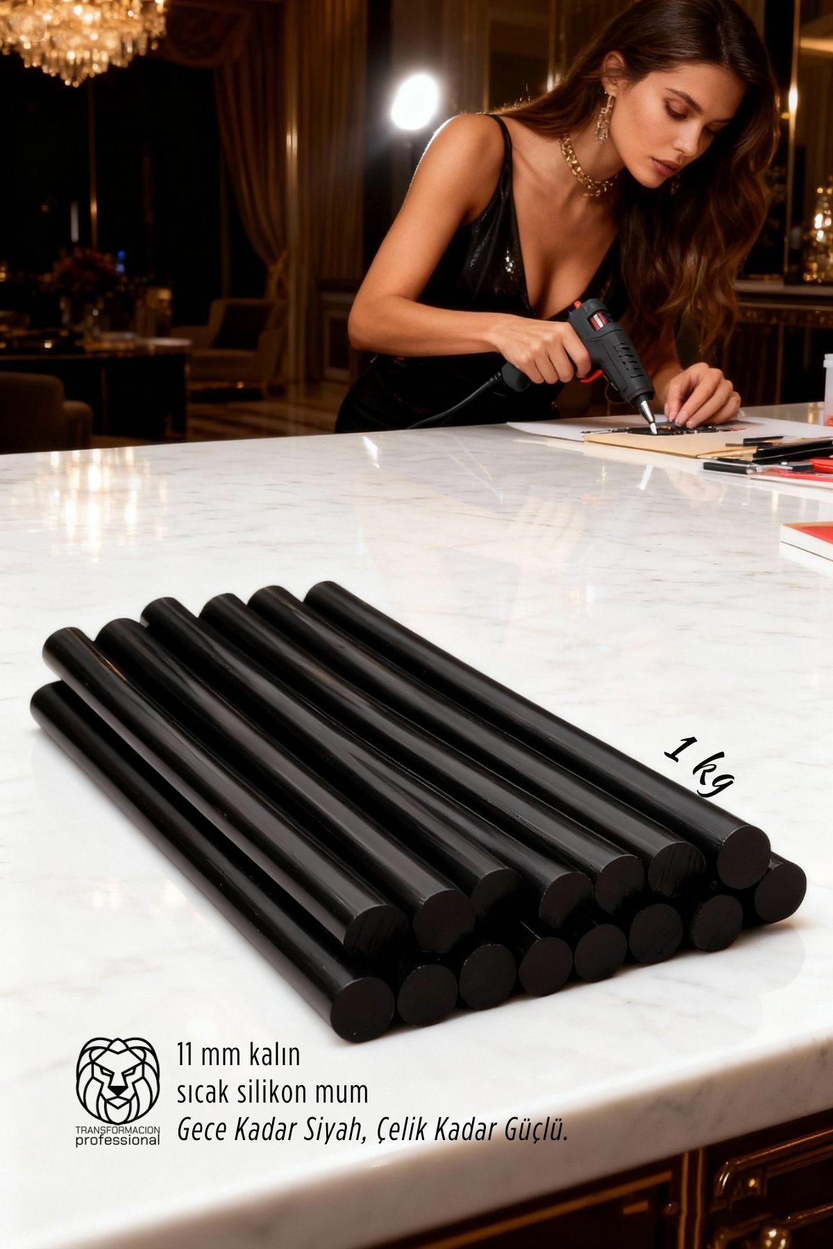 11 mm Kalın 1 Kg Siyah Sıcak Silikon –Güçlü Yapışkan 