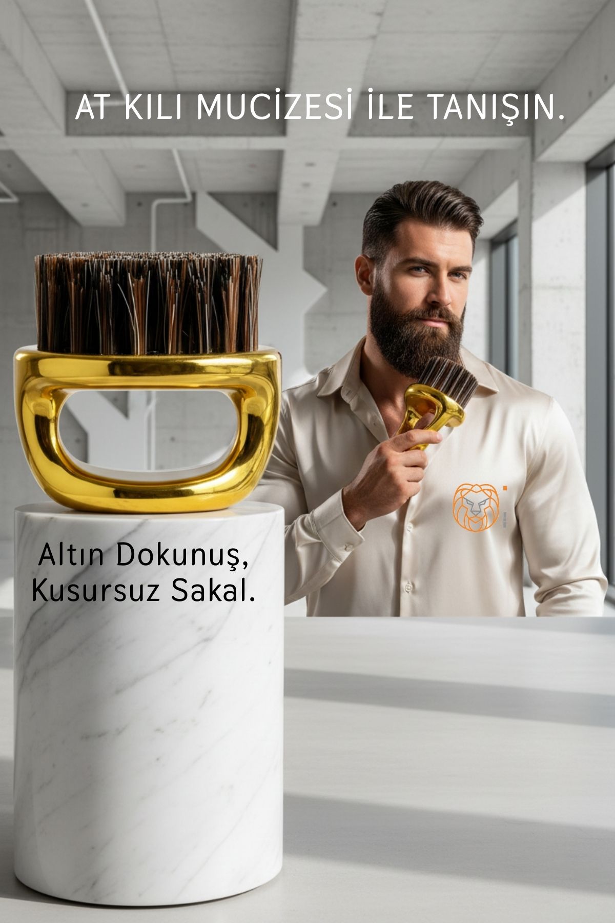 Premium Gold Serisi At Kılı Sakal Tarama Fırçası - Profesyonel Bakım ve Şekillendirici  