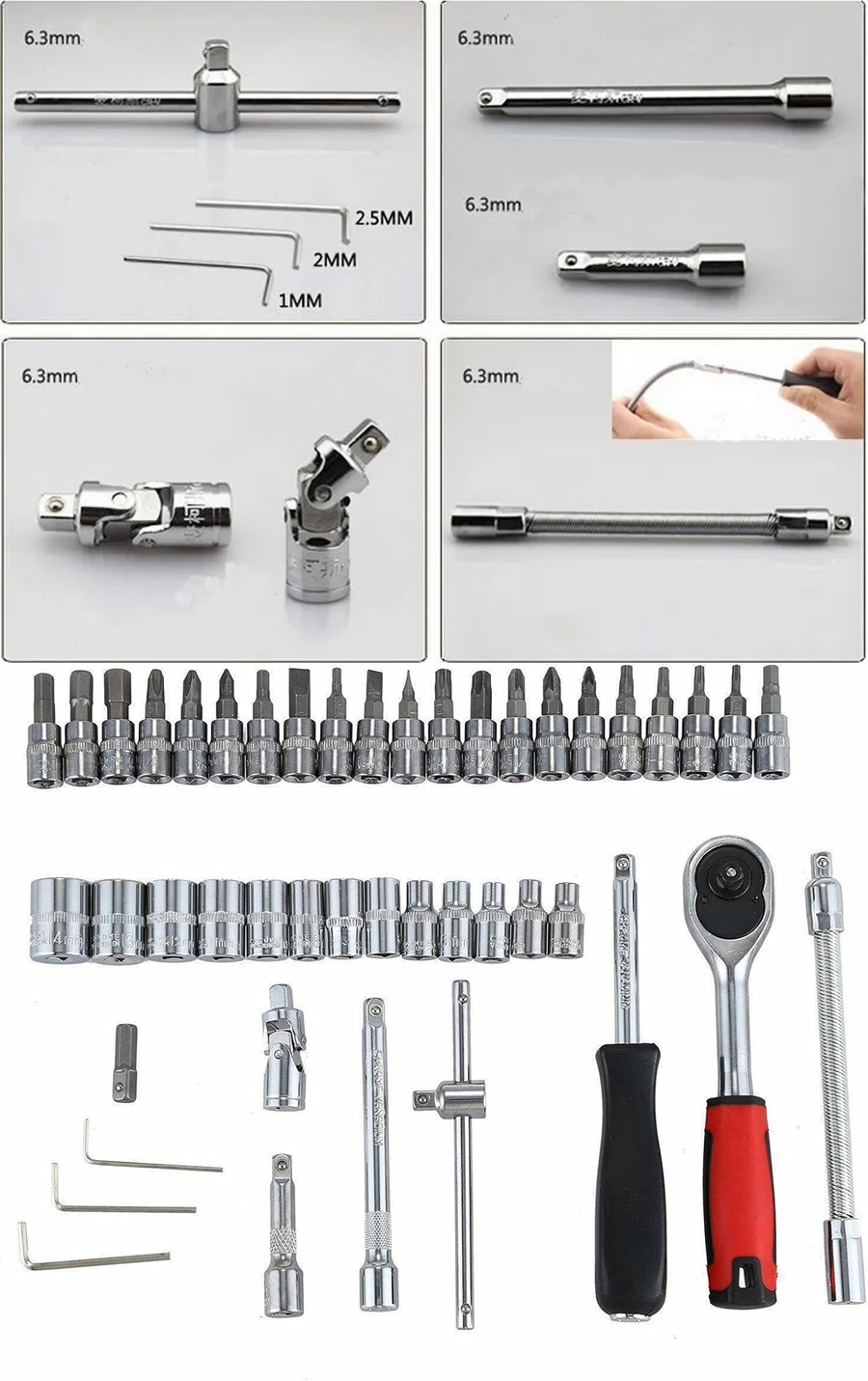 46 Parça Profesyonel Lokma Takımı | Cırcırlı Vanadium Çelik Premium Tamir Seti 722867
