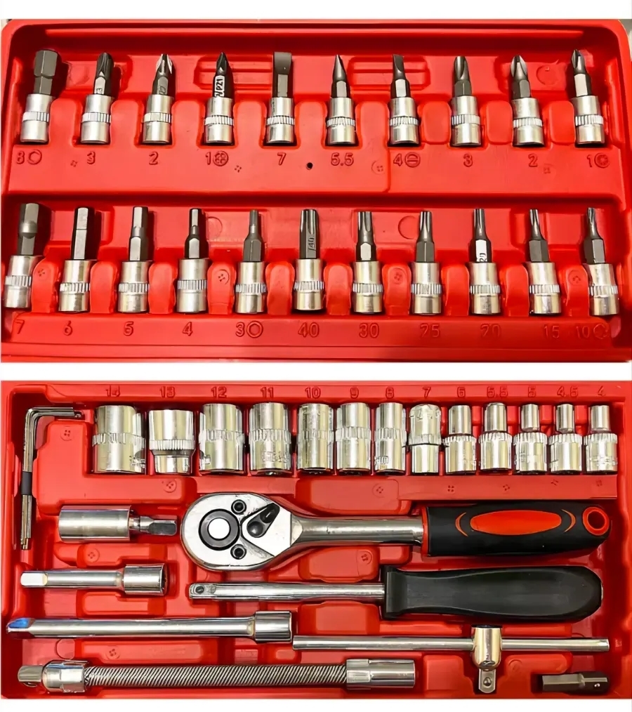 46 Parça Profesyonel Lokma Takımı | Cırcırlı Vanadium Çelik Premium Tamir Seti 722867