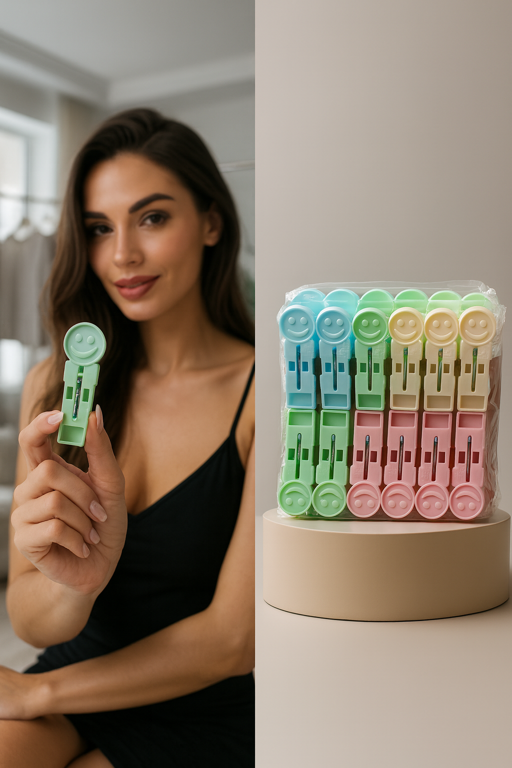 Yuliya Serisi İz Bırakmaz Emoji  Premium Renkli Çamaşır Mandalı 36'lı 722863