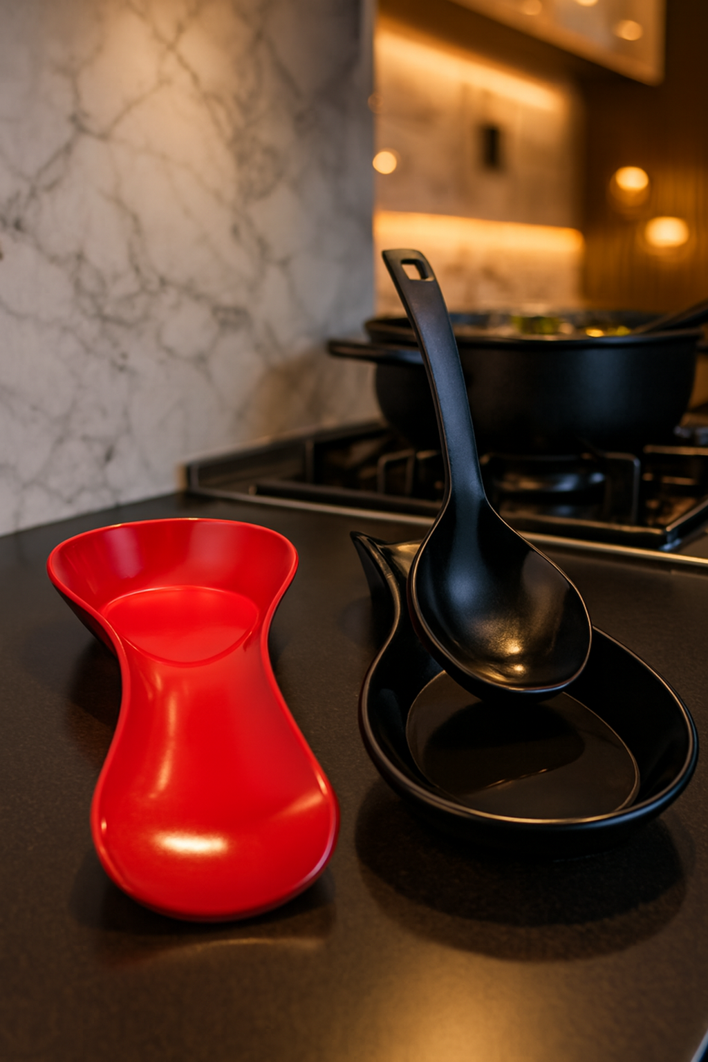 Ivanna Serisi 2’li Modern Mutfak Tezgah Üstü Kepçe Altlığı ve Kaşıklık Seti 722864