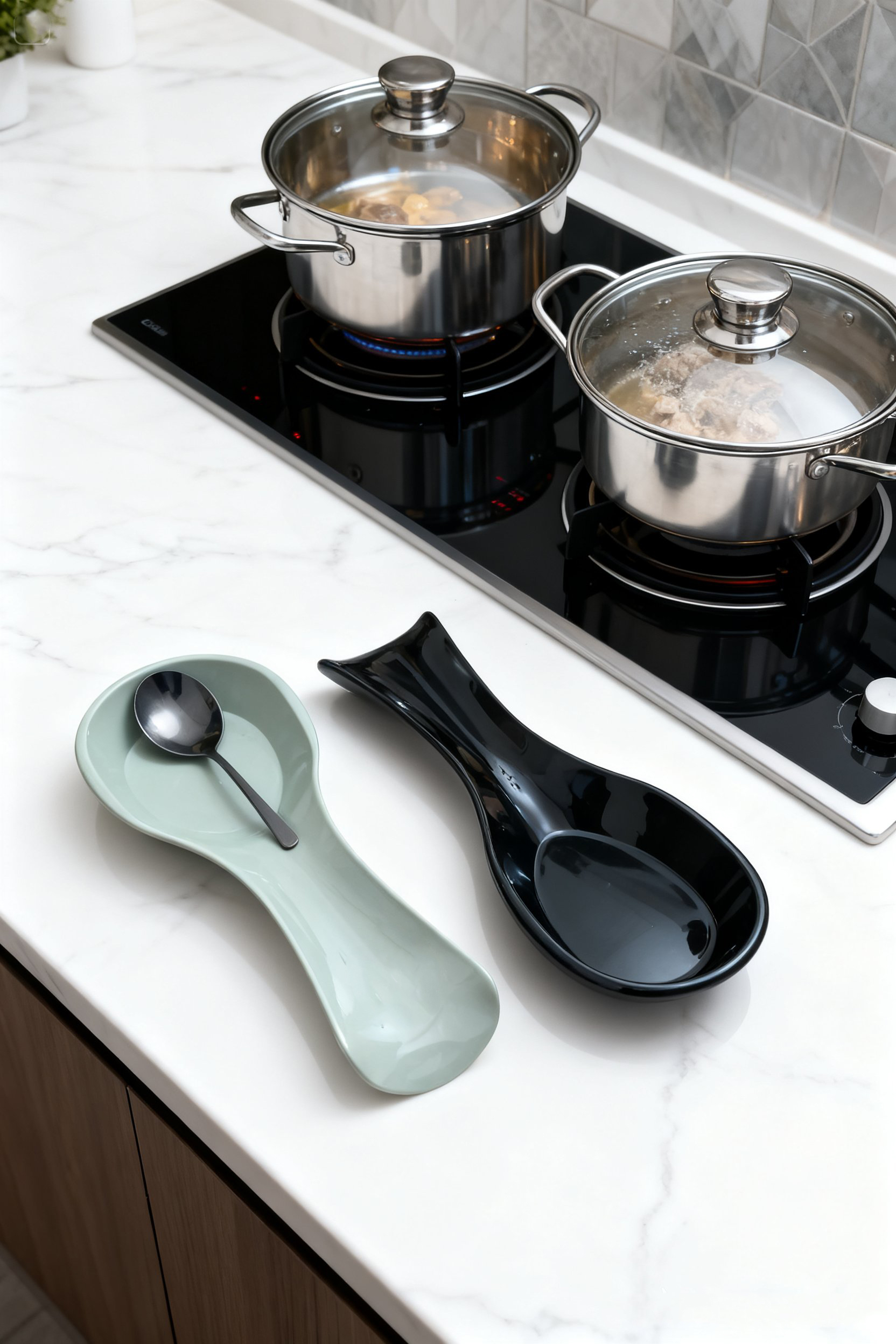 Ivanna Serisi 2’li Modern Mutfak Tezgah Üstü Kepçe Altlığı ve Kaşıklık Seti 722865