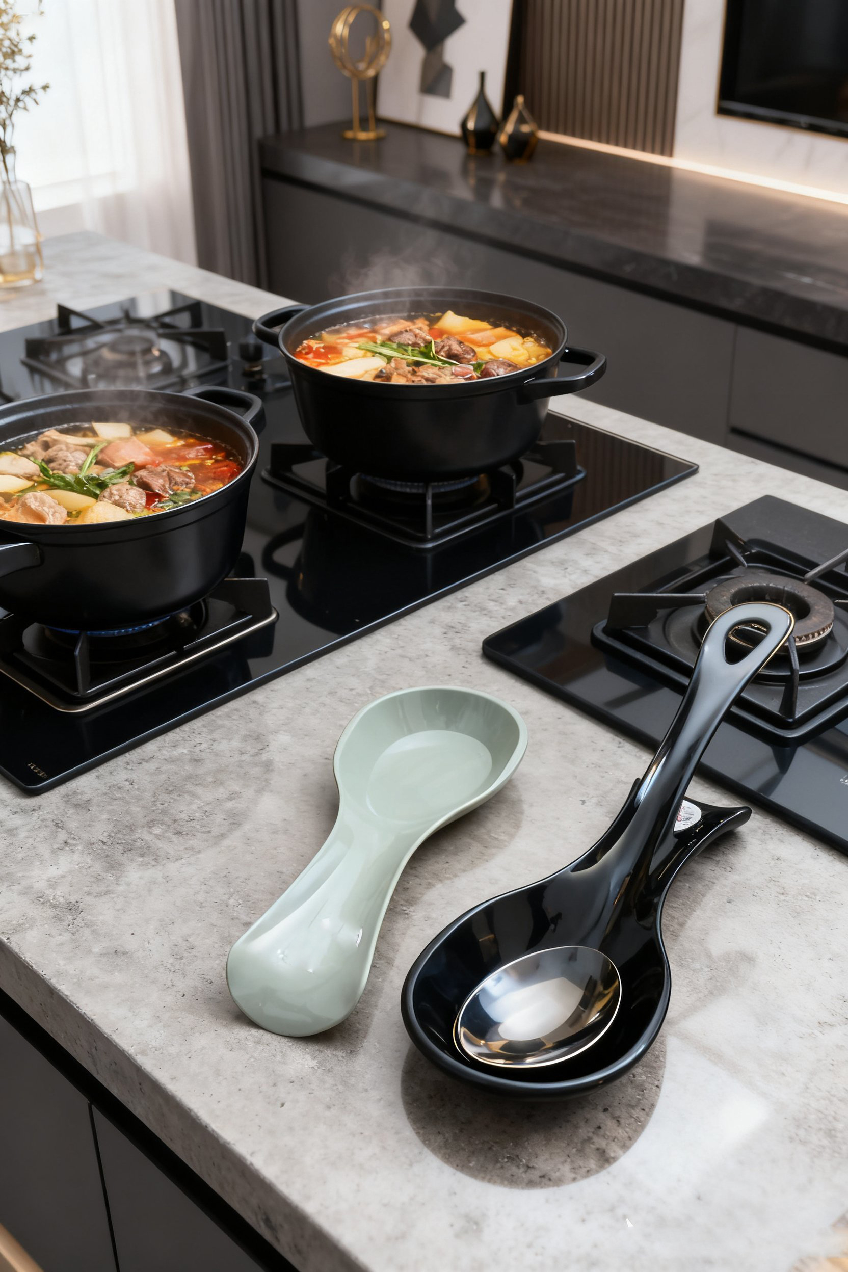 Ivanna Serisi 2’li Modern Mutfak Tezgah Üstü Kepçe Altlığı ve Kaşıklık Seti 722865