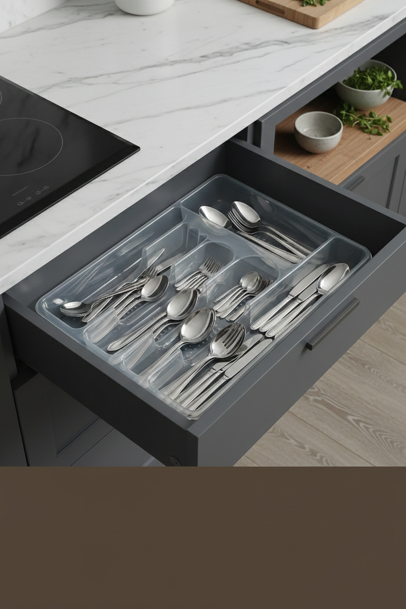 Greta Serisi 6 Bölmeli 2 Lİ SET Şeffaf Çekmece İçi Kaşıklık - Kristal Berraklığında Düzenleyici 722880