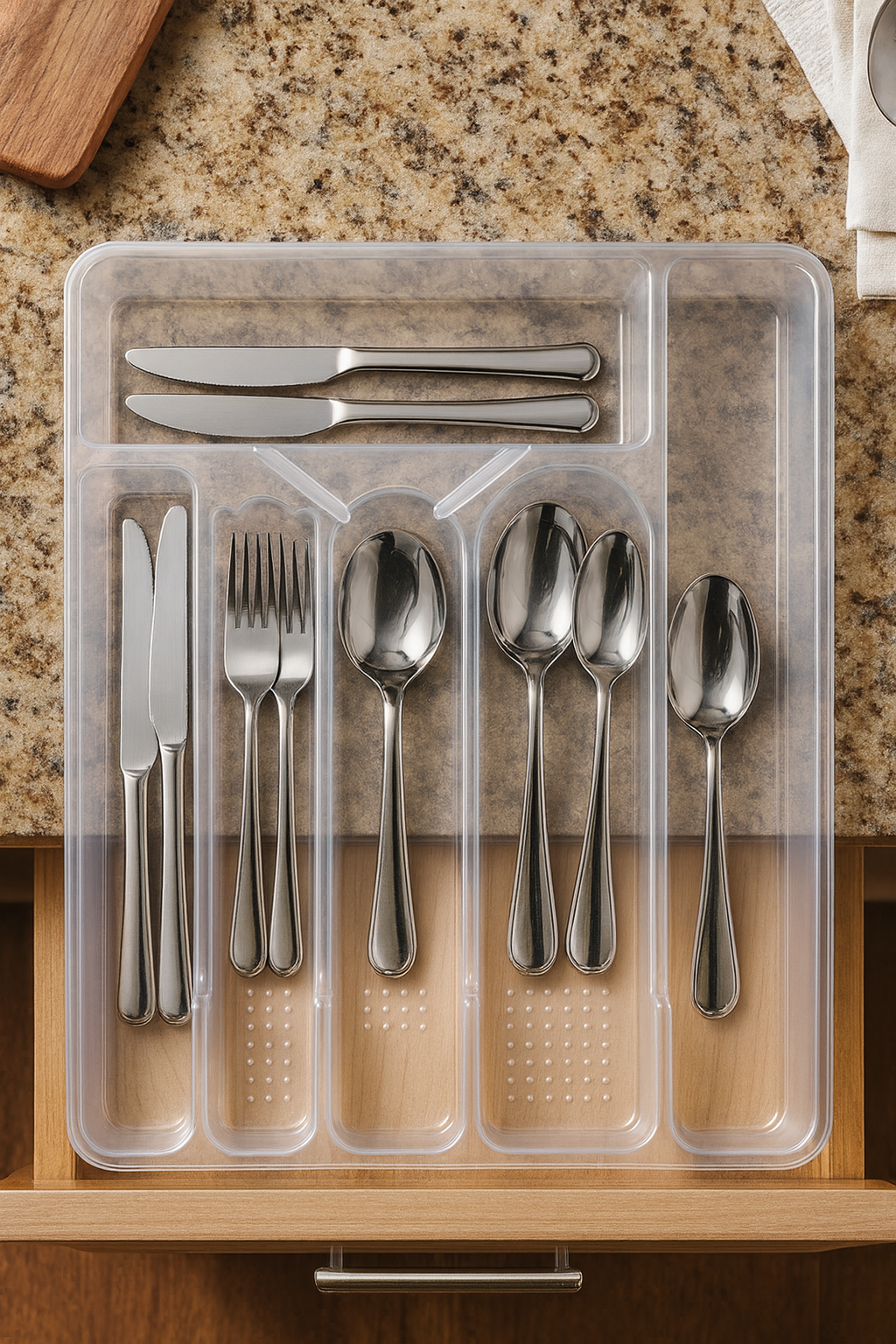 Greta Serisi 6 Bölmeli 2 Lİ SET Şeffaf Çekmece İçi Kaşıklık - Kristal Berraklığında Düzenleyici 722880