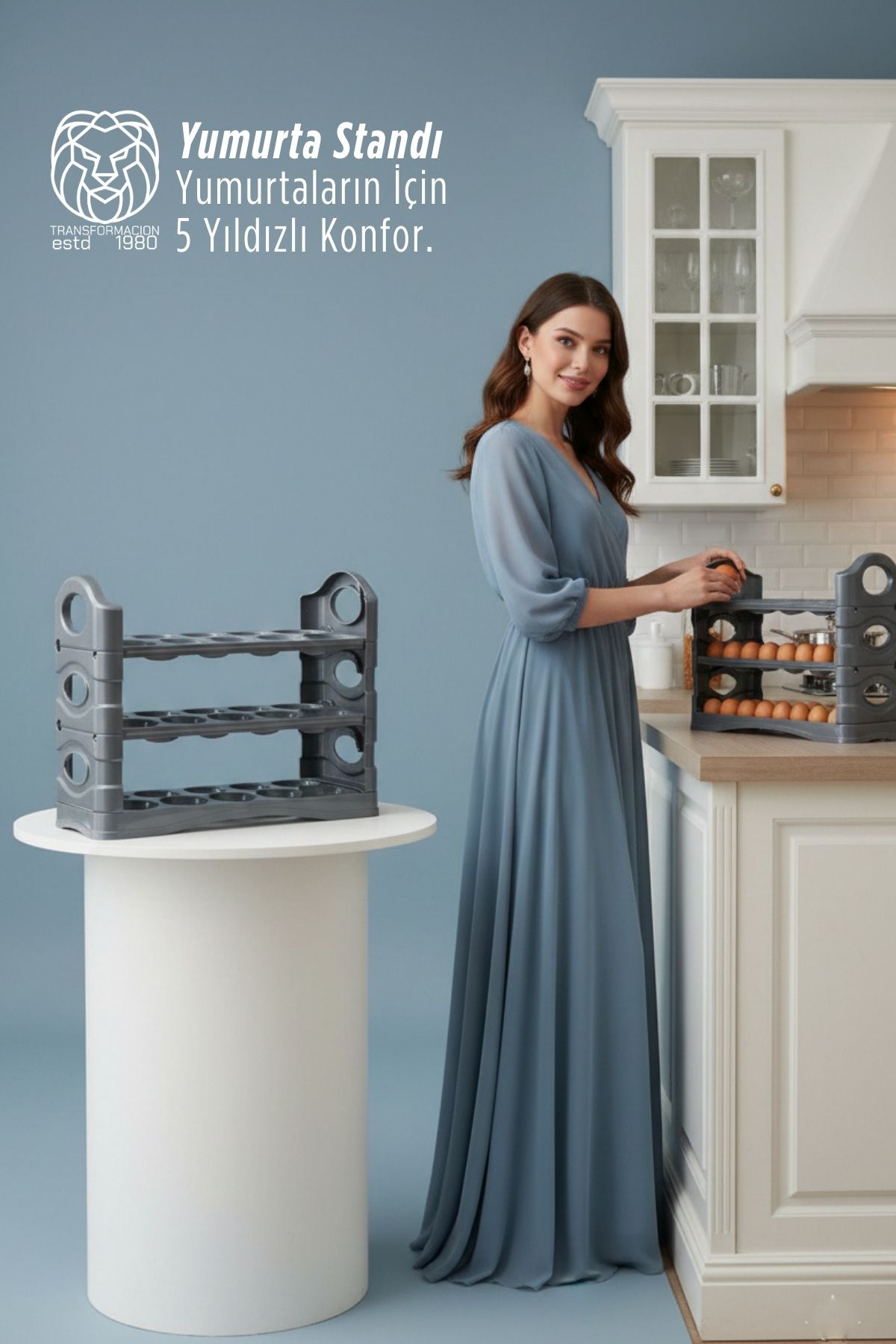 30’lu Modern Yumurta Düzenleyici - Gri Antrasit Mutfak Organizeri 722881