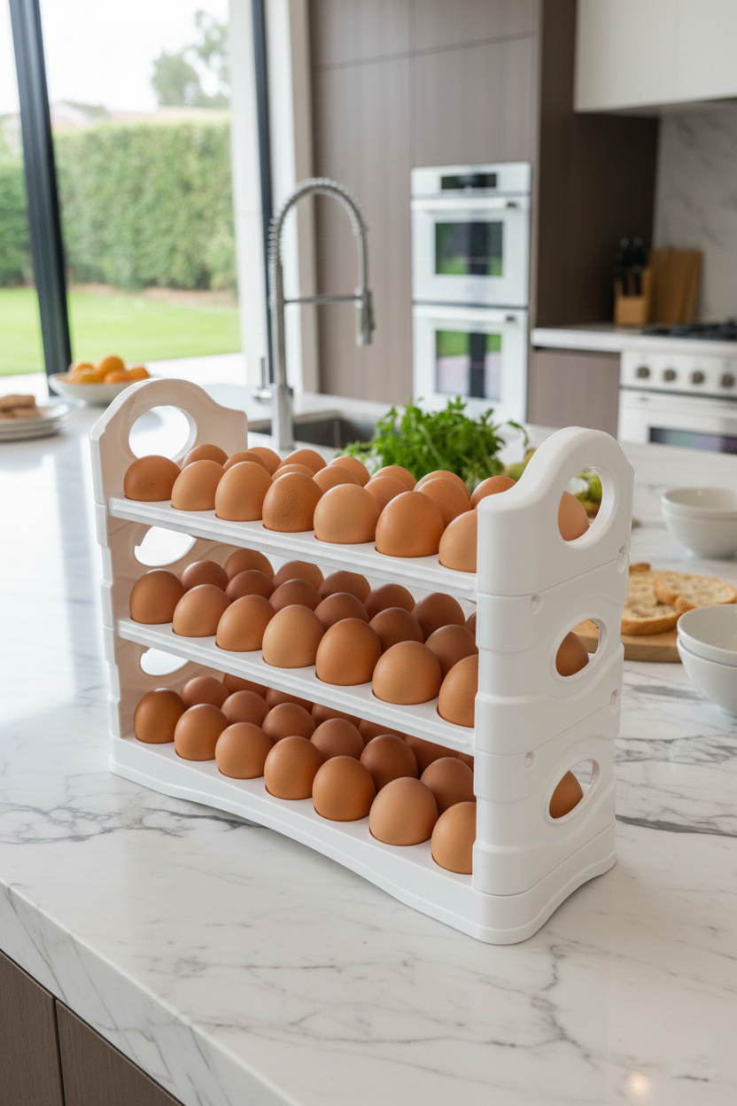 30’lu Modern Yumurta Düzenleyici - Beyaz Mutfak Organizeri 722882