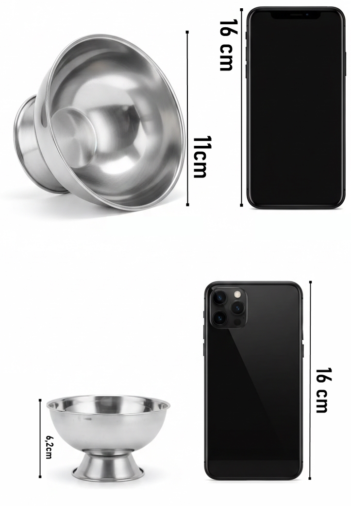 4 lü Liana Silver Paslanmaz Çelik Ayaklı Dondurma ve Sunum Kasesi - 11 cm 722883