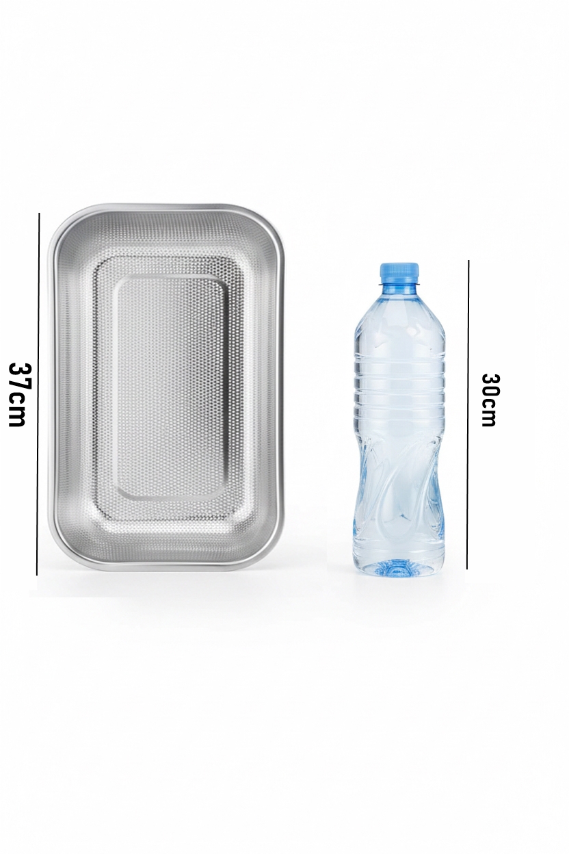 Heidi Serisi Paslanmaz Çelik Dikdörtgen Büyük Boy Süzgeç Kevgir 37x27 cm 722889