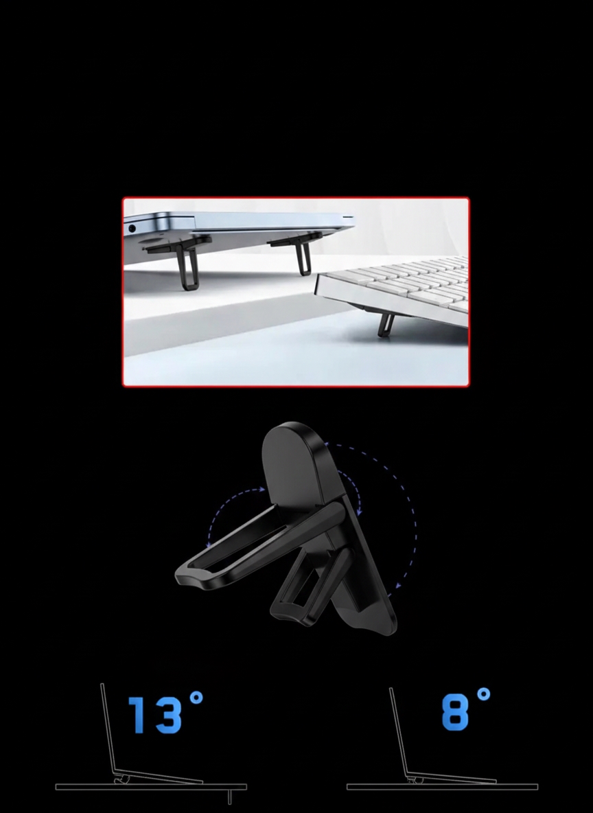 Lukas Schneider Serisi 2’li Siyah Laptop Standı - Ergonomik 2 Kademeli Yükseltici 722893