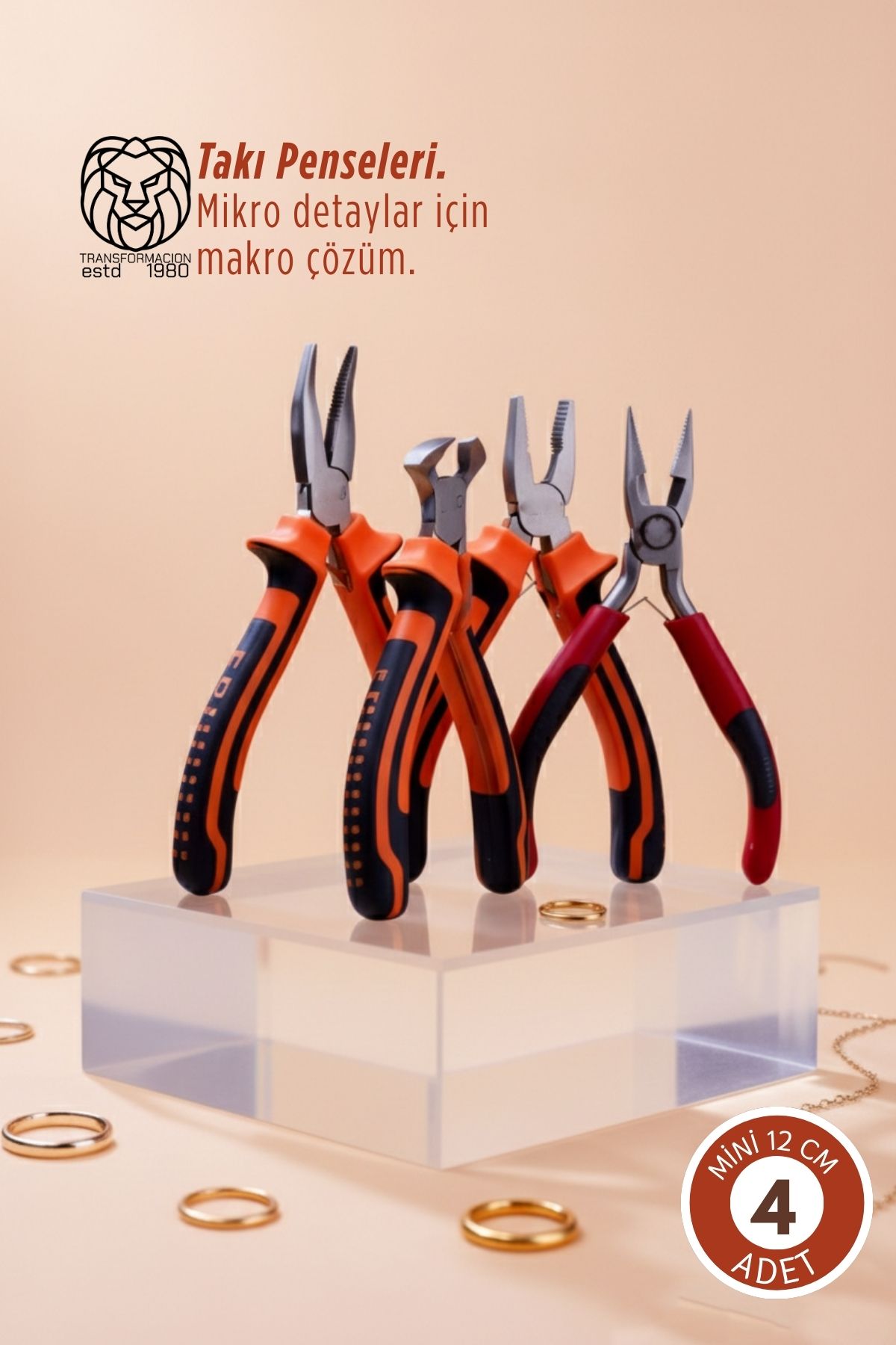 4'lü Profesyonel Takı Tasarım & Hobi Pense Seti (Hassas İşçilik Kiti) 722853