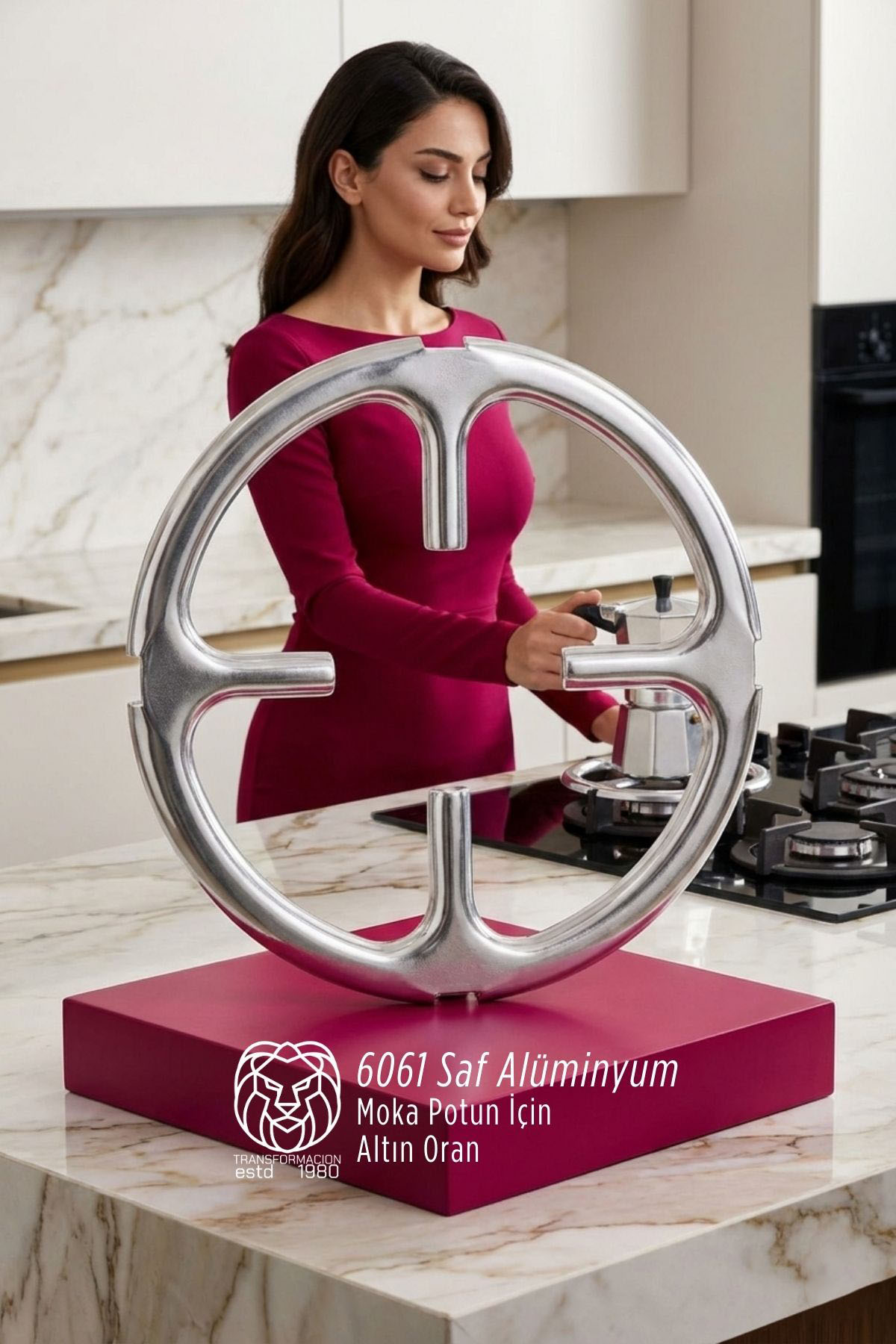 Emily Rosewood Serisi Saf Alüminyum Moka Pot ve Cezve Ocak Küçültücü - Kamp Yardımcısı 722823