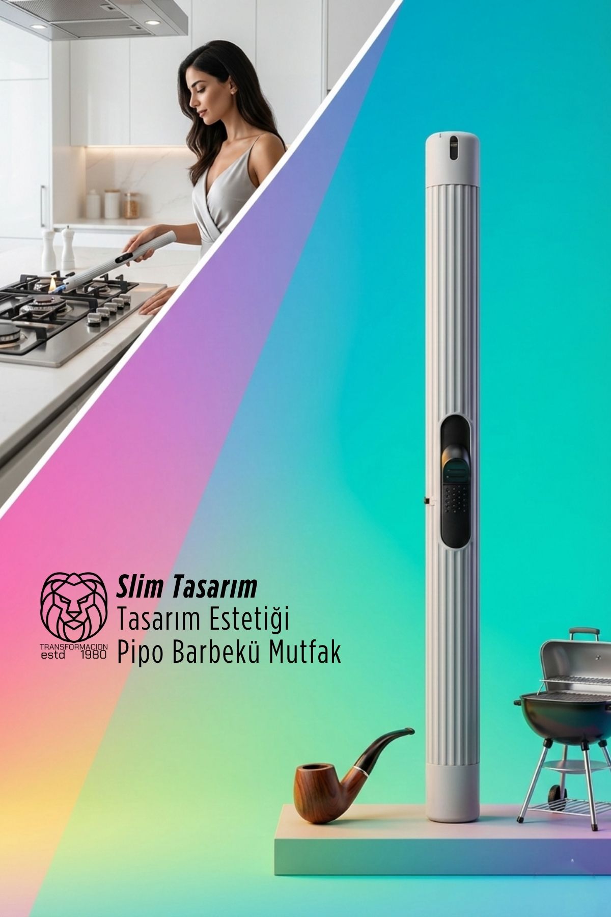Slim Lüks Mutfak Pipo Çakmağı - Gazlı Uzun Barbekü Ateşleyici - Modern Tasarım 722821