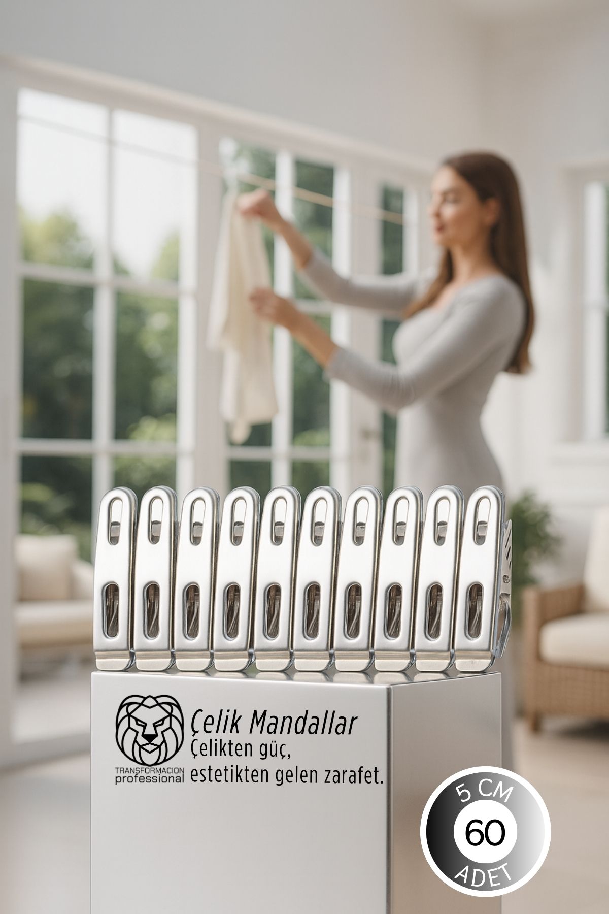 Premium Çelik Mandal Seti - 60'lı Elite Seri, Endüstriyel Mukavemetli Çamaşır Mandalı 722780