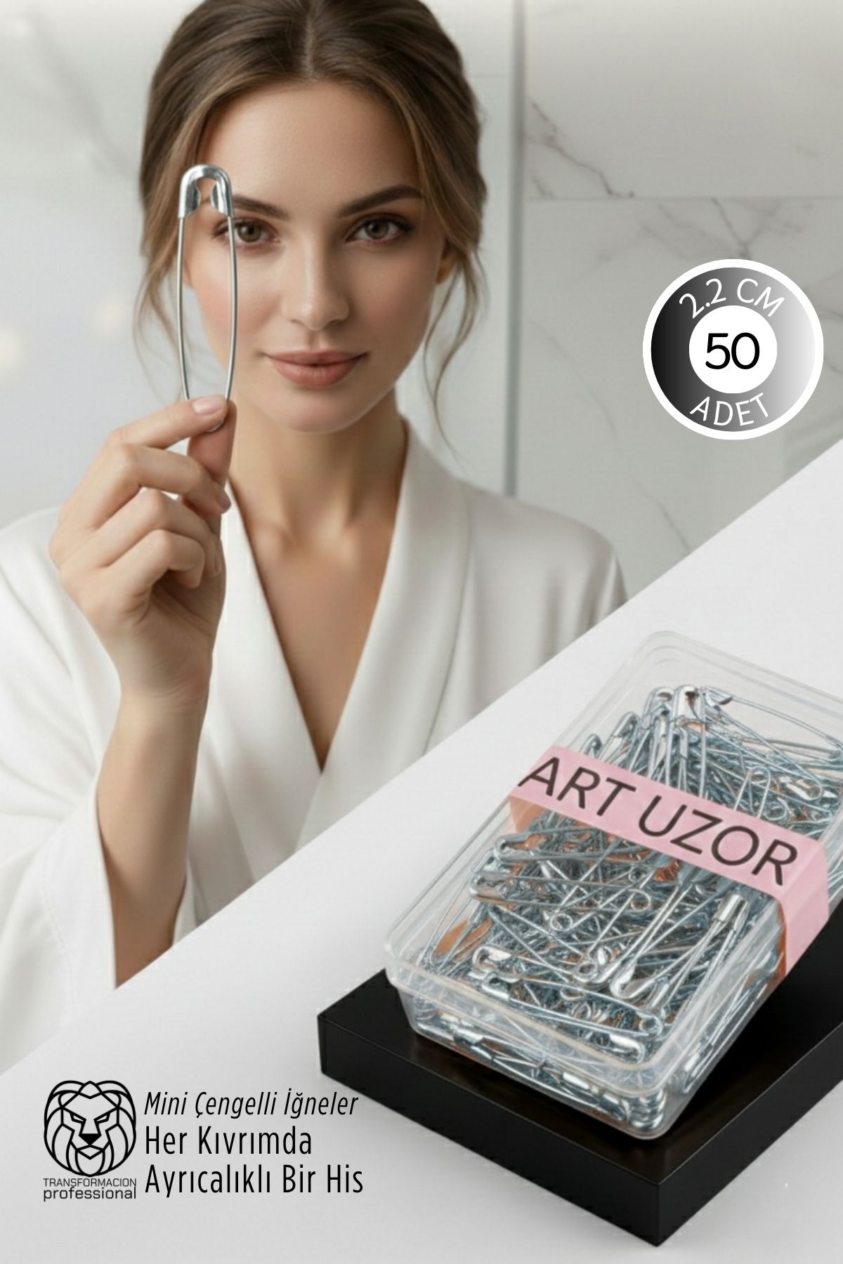 Gümüş Mini Çengelli İğne Seti 50 Adet - 2.2 cm Paslanmaz Metal Tasarım, Hobi ve Terzi Aksesuarı 722775