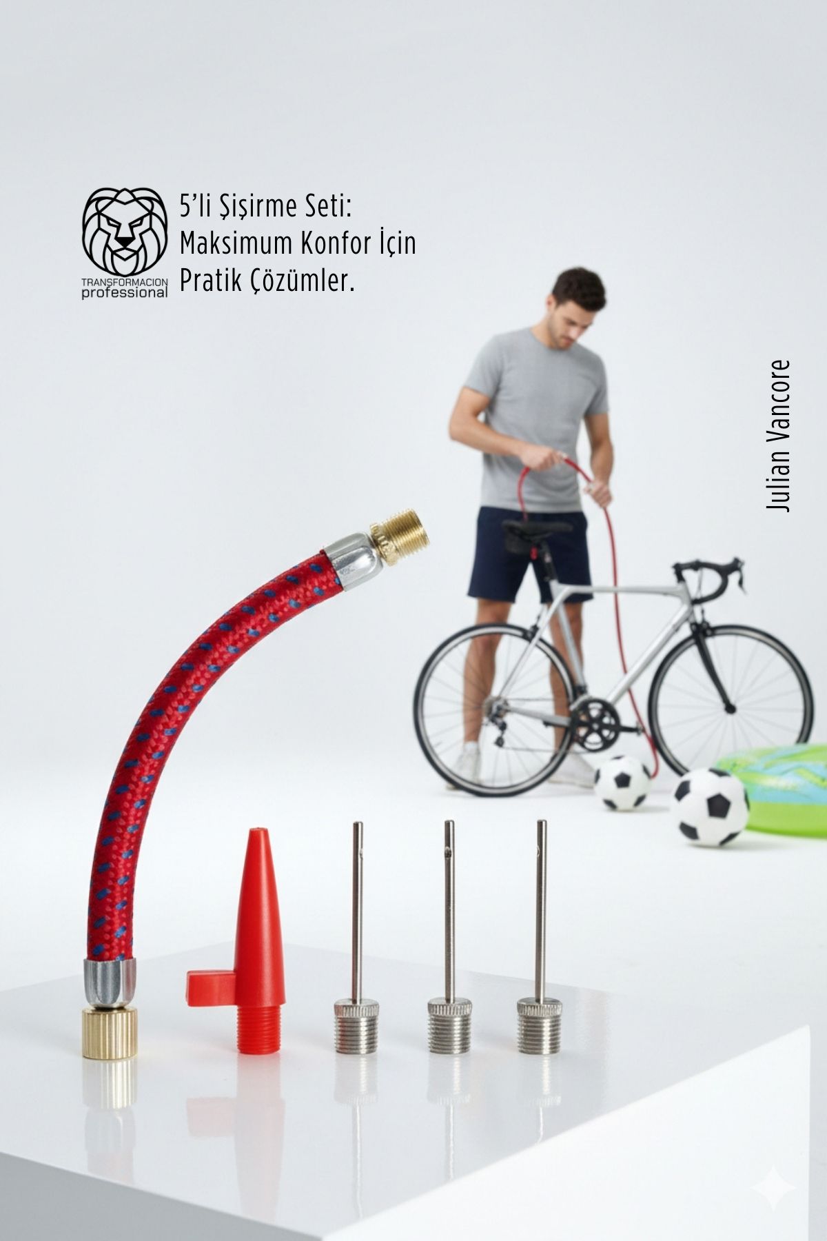 5’li Şişirme Seti: Futbol, Bisiklet ve Deniz Ekipmanları İçin Master Adaptör Kiti 722742