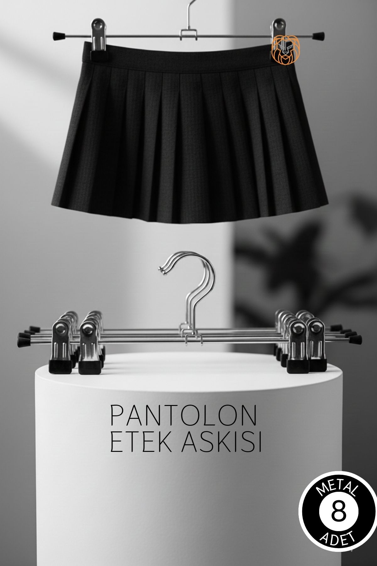Premium Metal Pantolon ve Etek Askısı 8'li Set - Ayarlanabilir Kaymaz Klipsli 40cm Organizer 719536