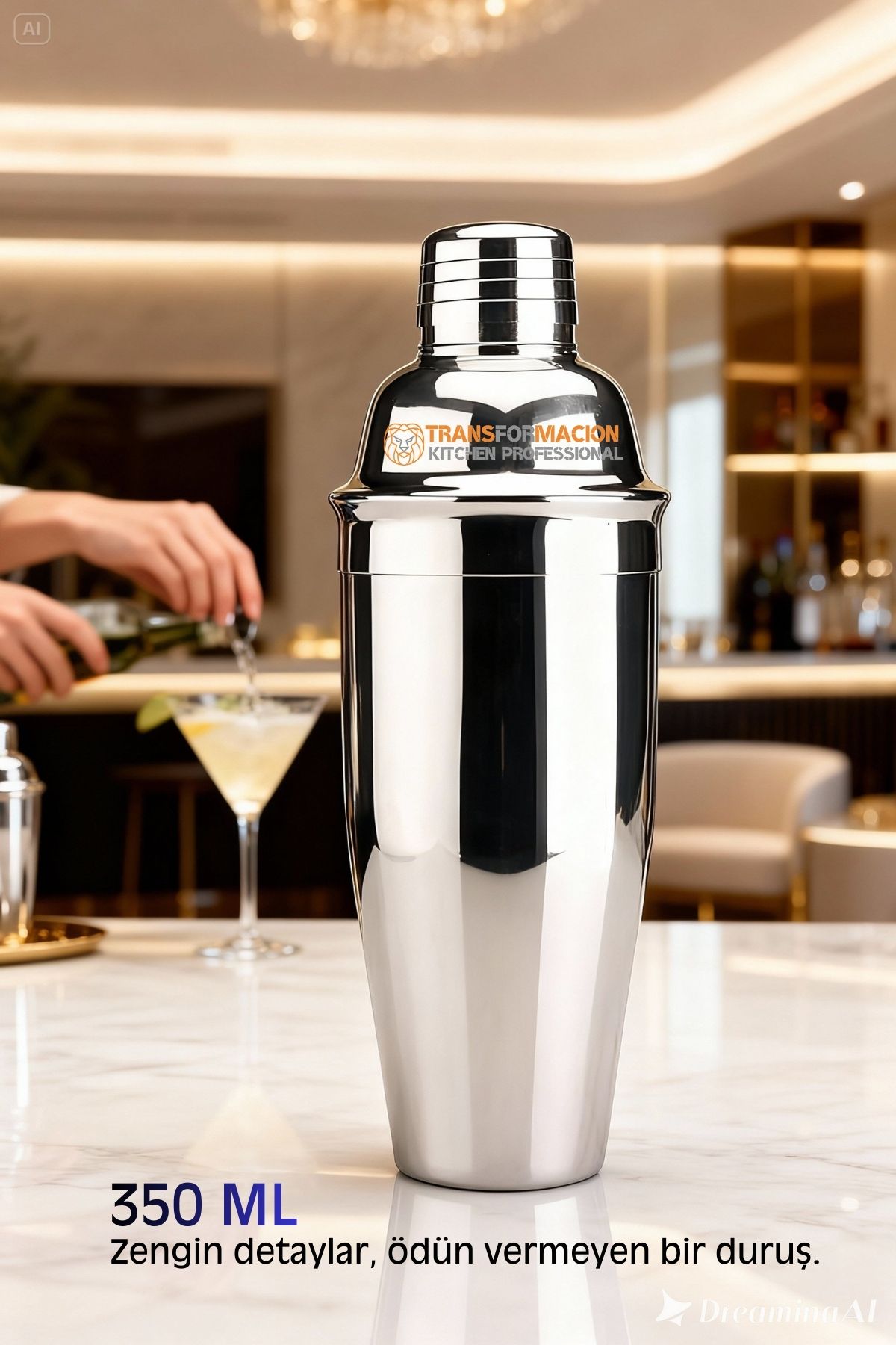 350 ml Inox Shaker - Kokteyl Karıştırma Kabı  Süzgeçli Bar Shaker Paslanmaz Çelik 722680