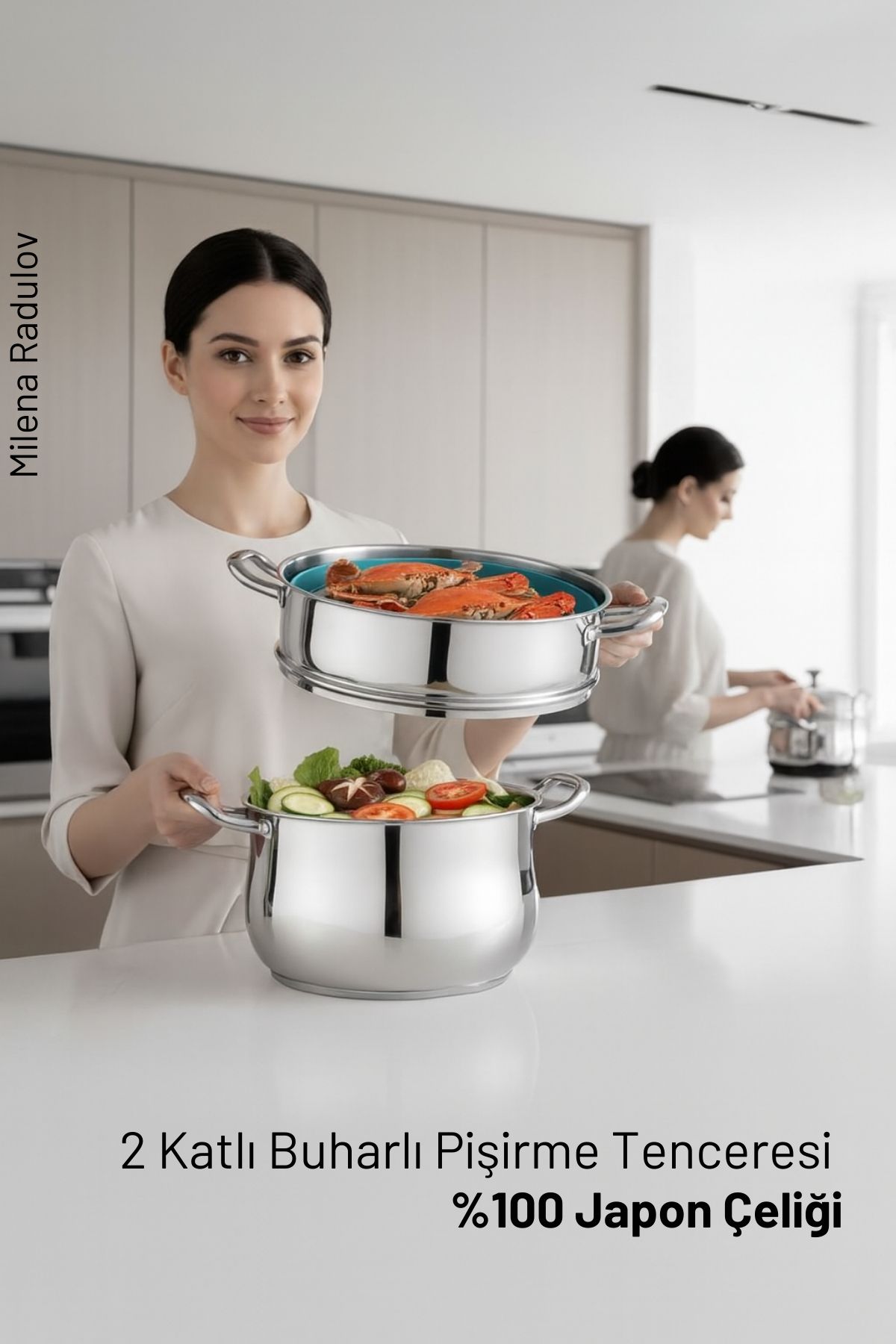 2 Katlı Japon Çeliği Buharlı Pişirme Tenceresi – Sağlıklı Yemek Sanatı 722665