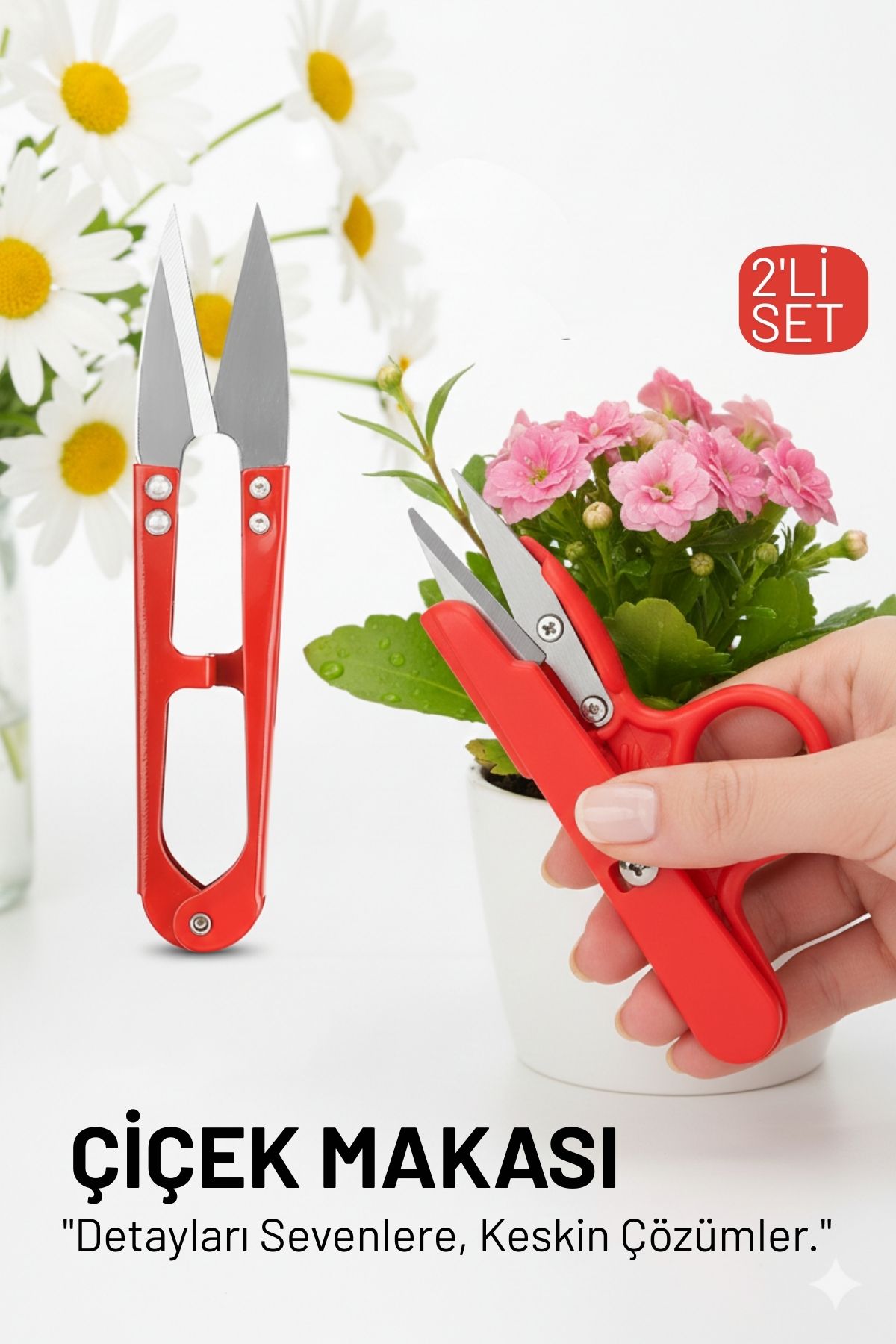 Profesyonel 2’li Mini Budama Seti:  Hassas Çiçek ve Bitki Makası - Çelik Ultra Keskin Seri 722647