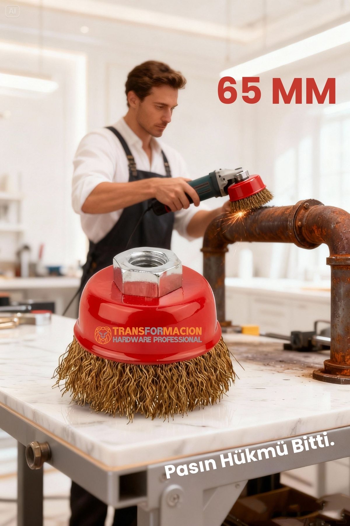 M14 Uyumlu Çanak Tel Fırça 65 mm Profesyonel Pas Sökücü Yüzey Temizleme Diski 722621