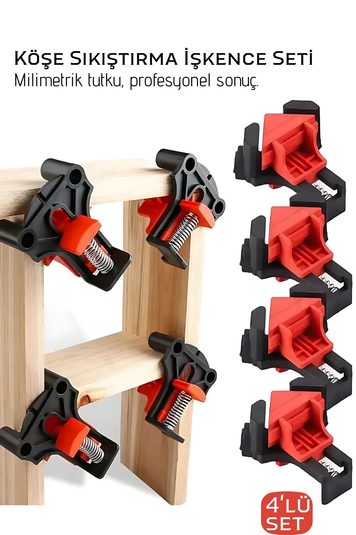 90 Derece Köşe Sıkıştırma İşkence Seti 4'lü - Köşe Tutucu Köşe Birleştirici 722566