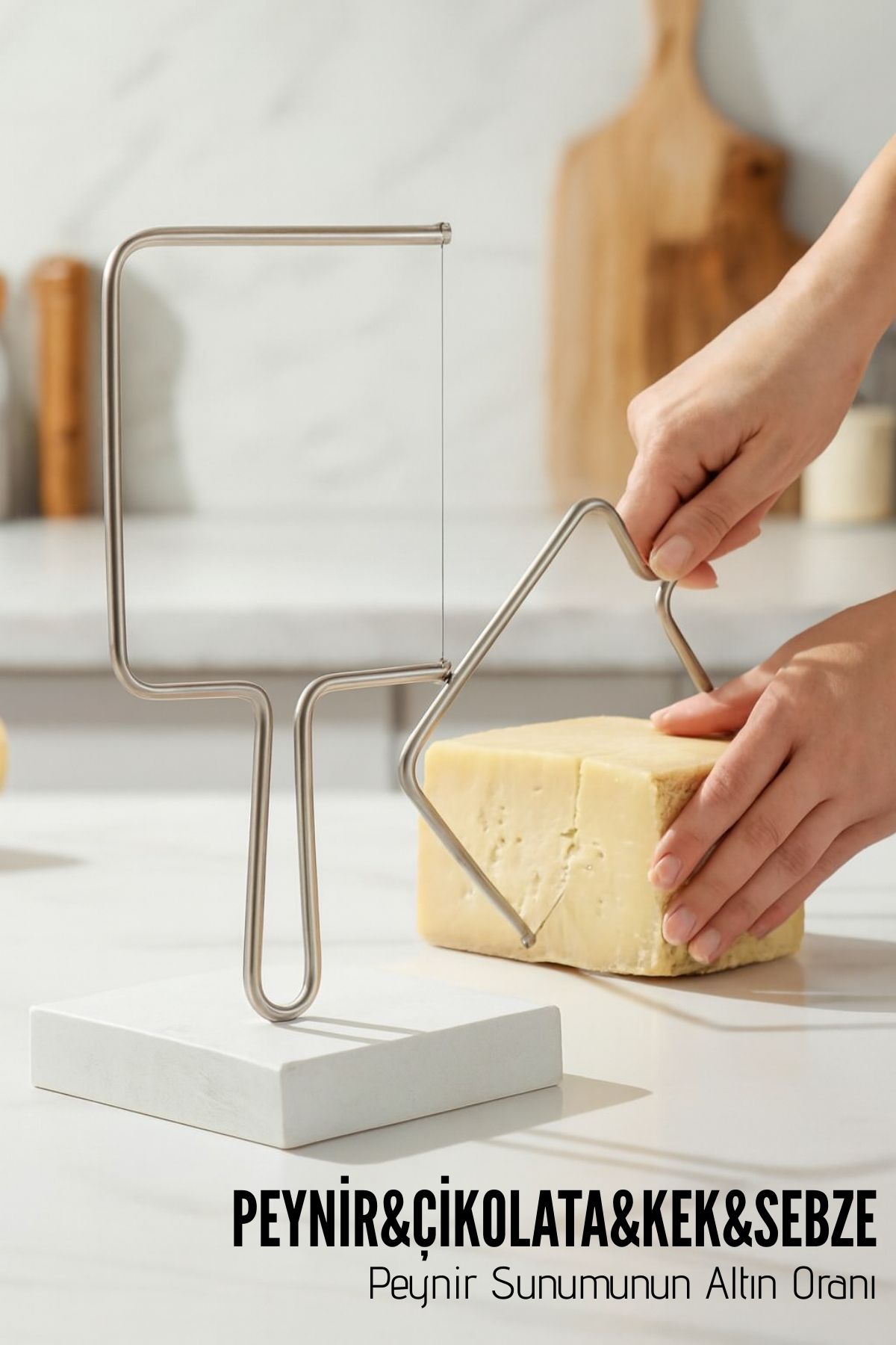 Premium Paslanmaz Çelik Peynir Dilimleyici - Yedek Telli Profesyonel Gurme Dilimleme Aparatı 716268